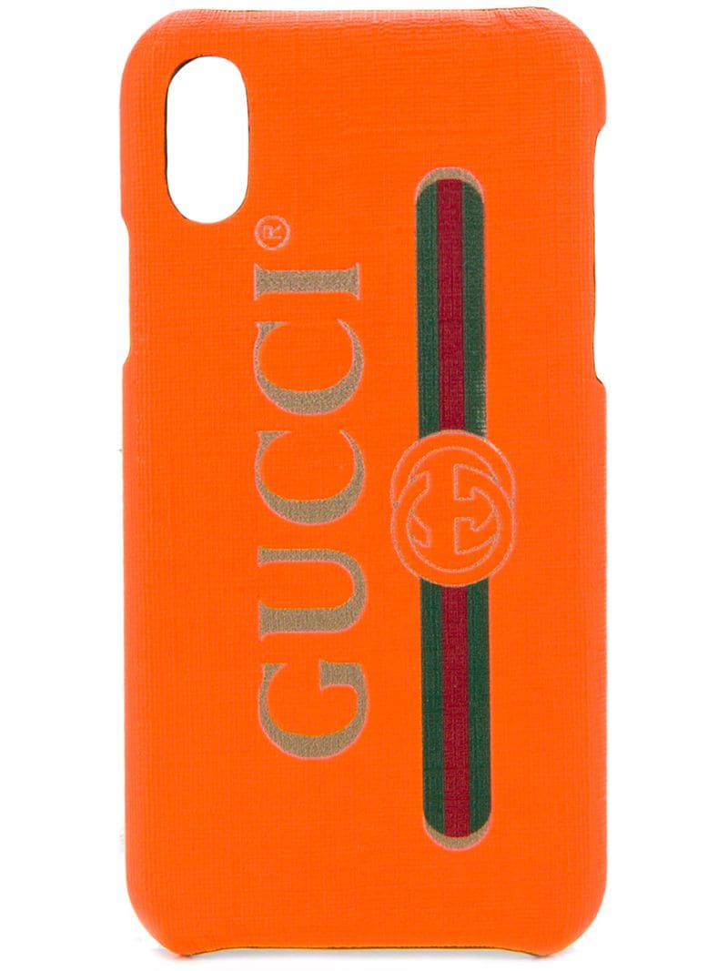 Gucci - logo print iPhone X case - women - Polyester - One Size - ORANGE