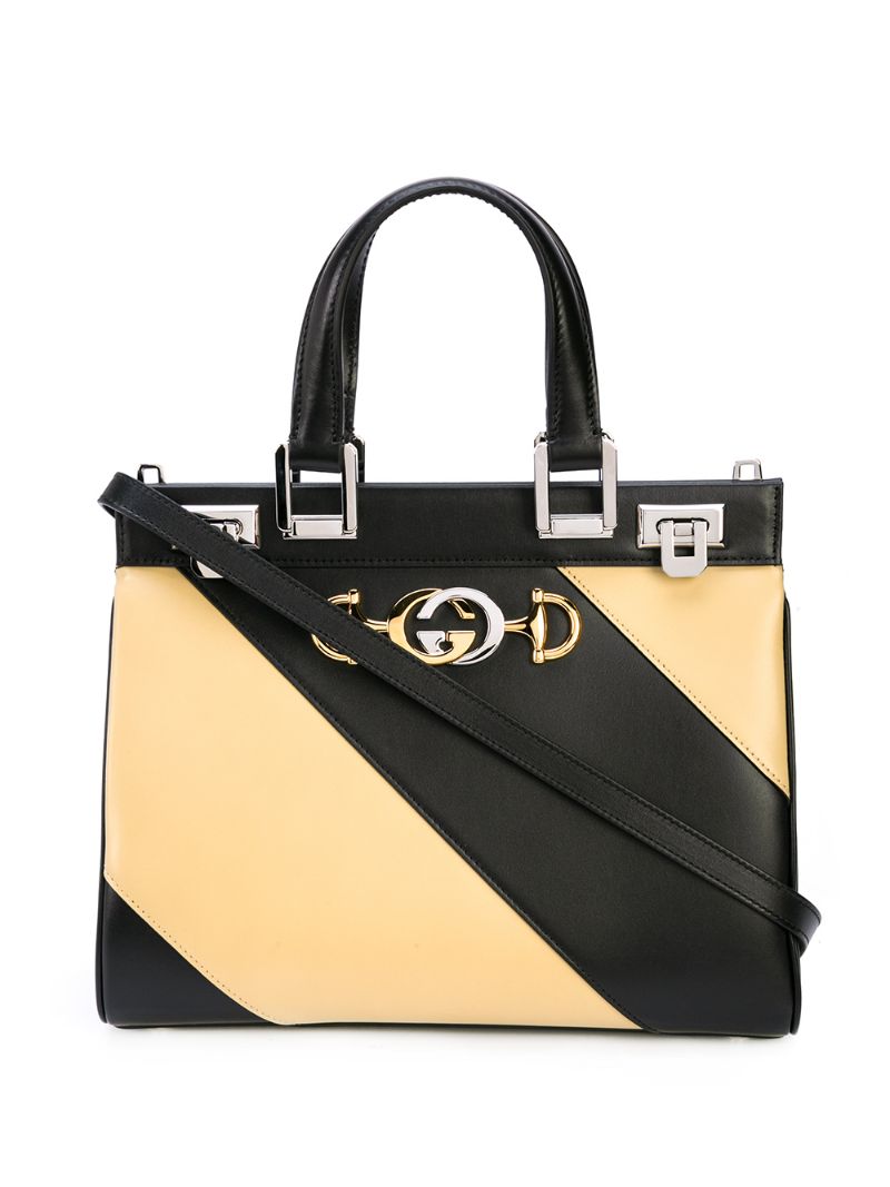 Gucci - Zumi diagonal stripe top handle bag - women - Leather - One Size - Black