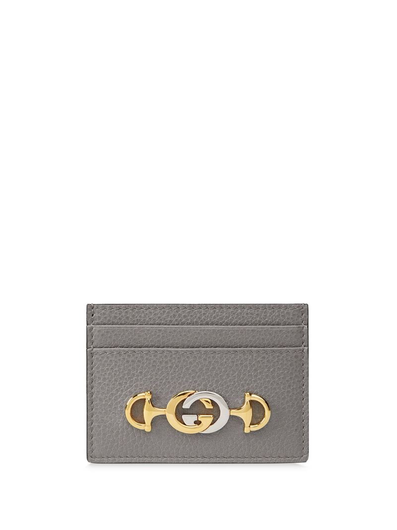 Gucci - Gucci Zumi grainy card case - women - Silk/Leather/metal - One Size - Grey