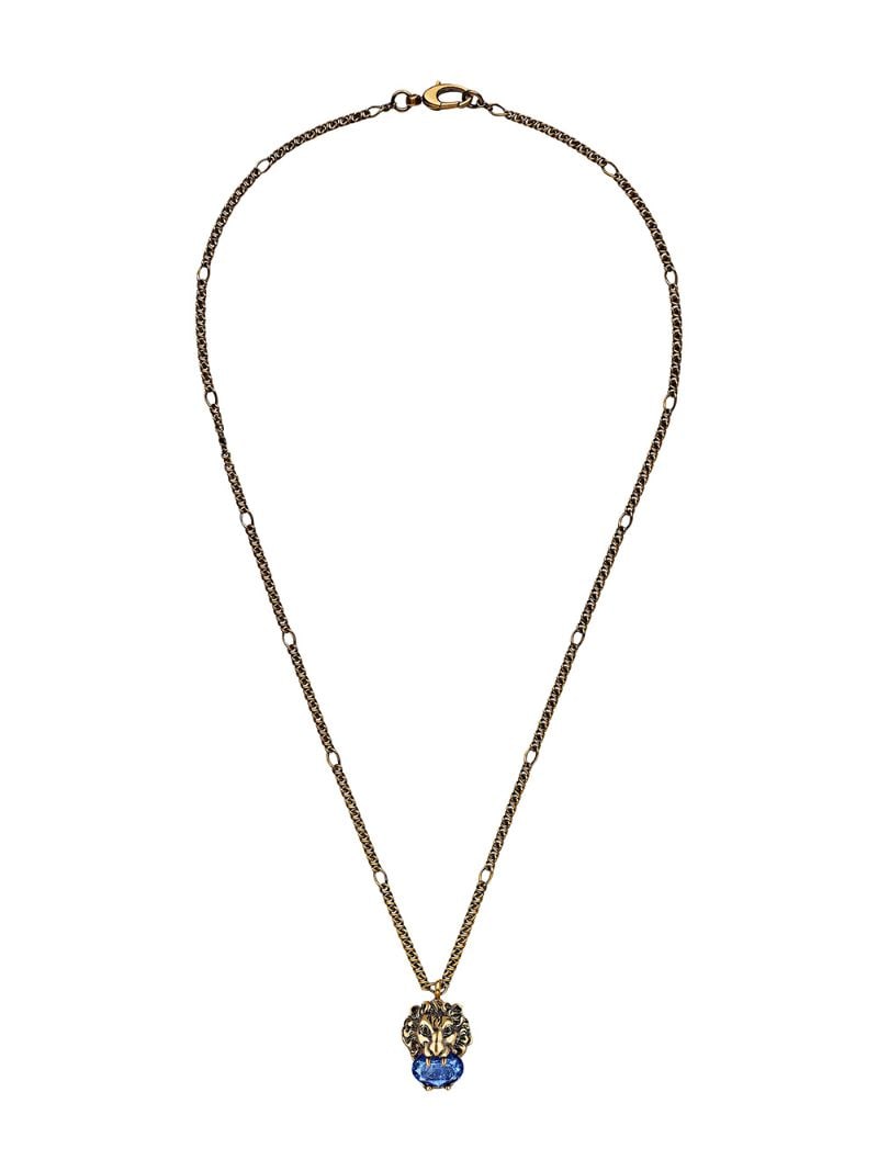 Gucci - lion motif necklace - women - Swarovski Crystal/Gold Plated Metal - One Size - GOLD