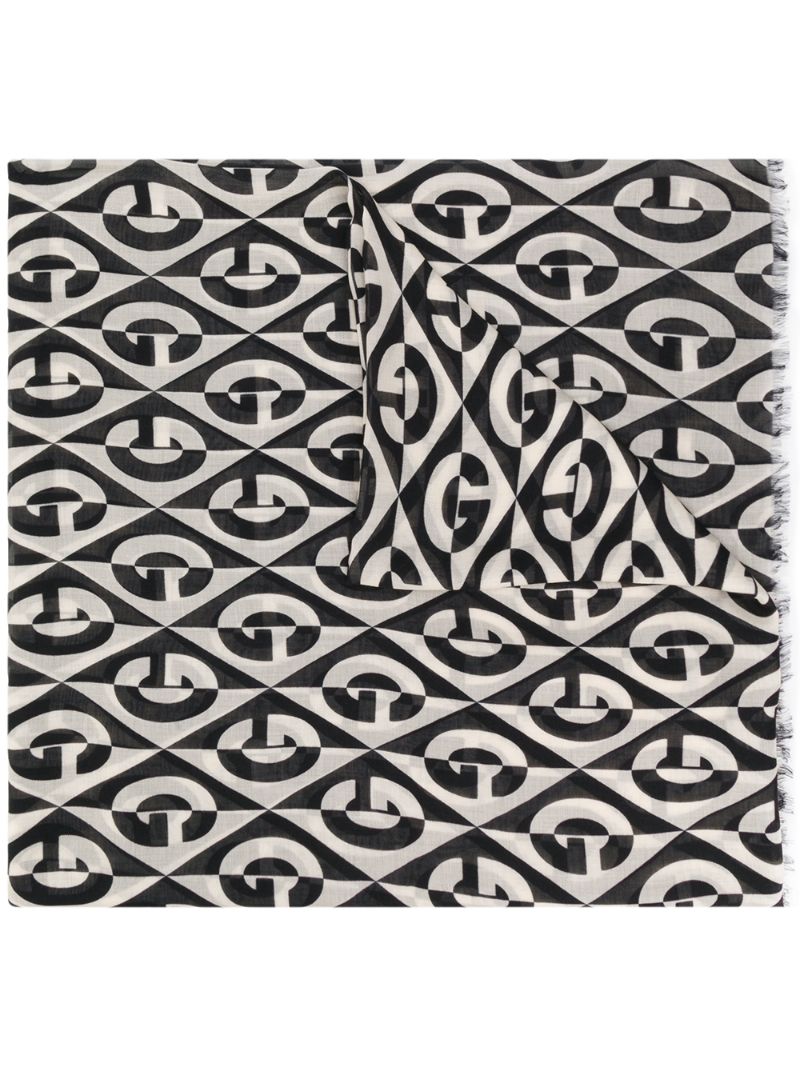 Gucci - logo printed scarf - women - Silk/Modal - One Size - Black