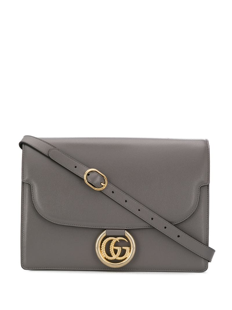 Gucci - logo plaque shoulder bag - women - Leather - One Size - Grey
