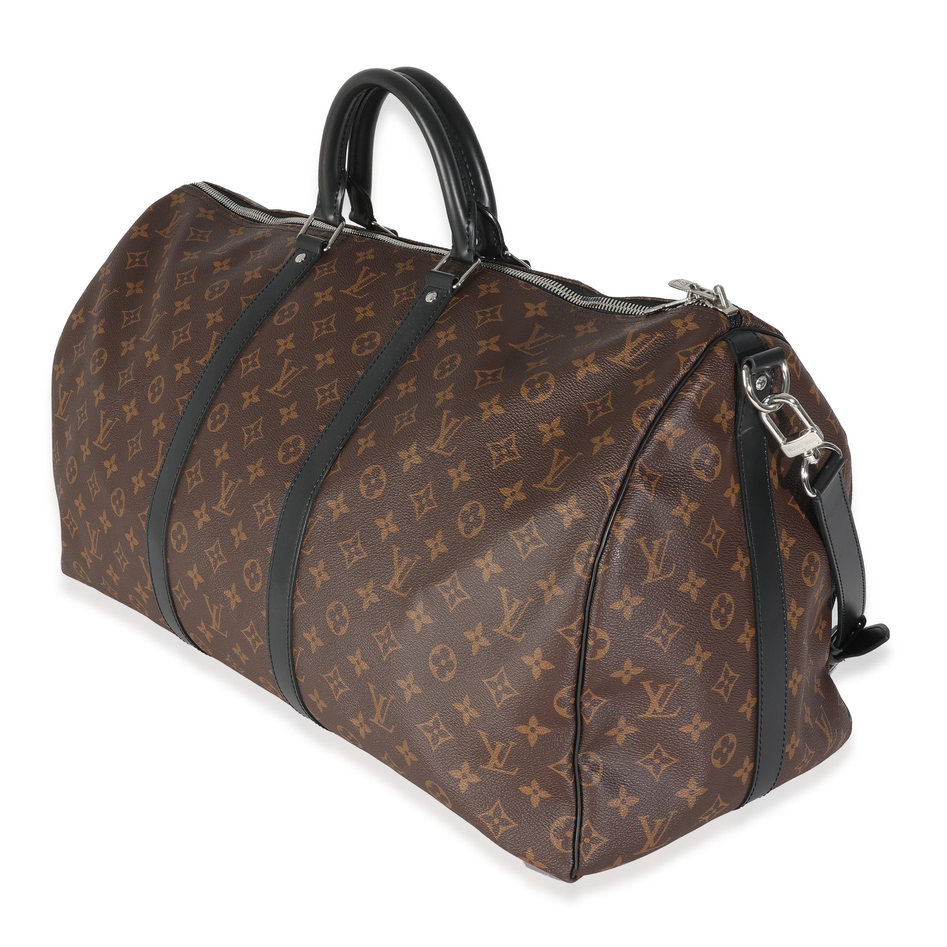 Louis Vuitton Macassar Keepall Bandouliere 55 Monogram Canvas Handbag