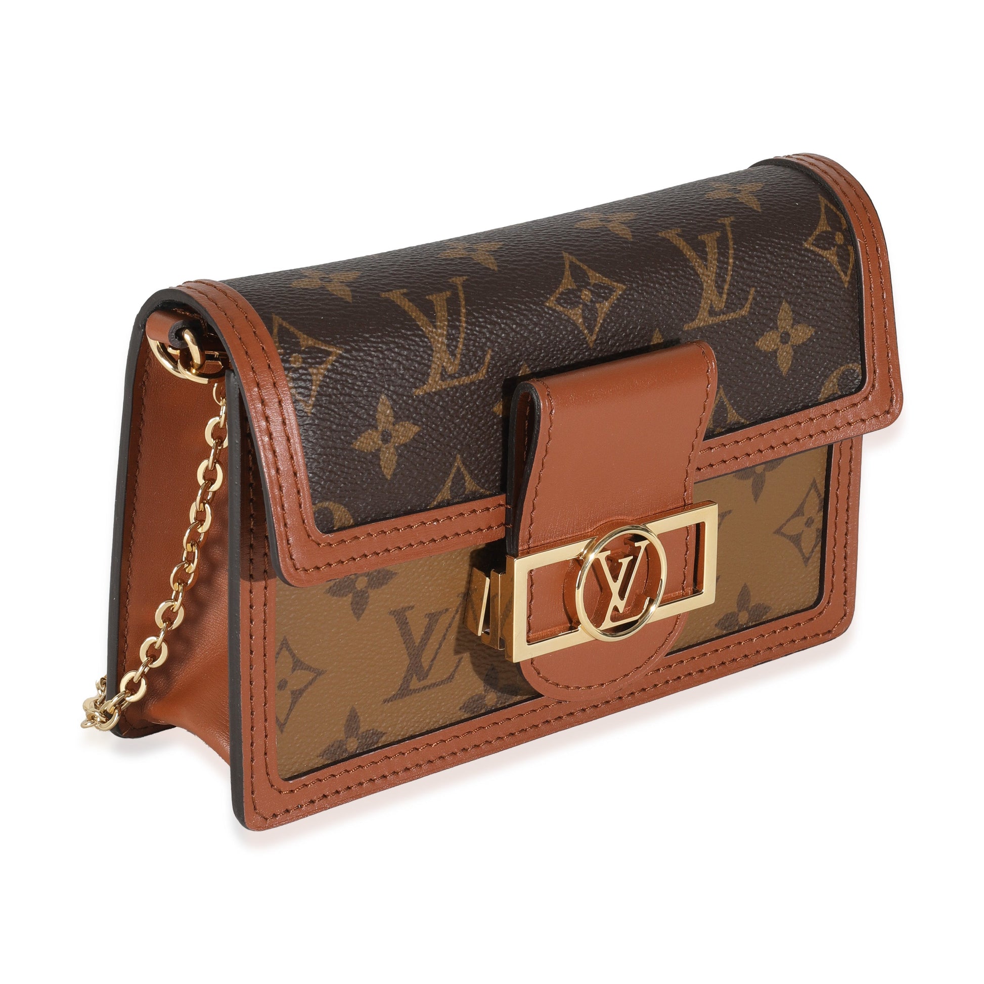 Louis Vuitton Reverse Dauphine Monogram Canvas Chain Wallet Case