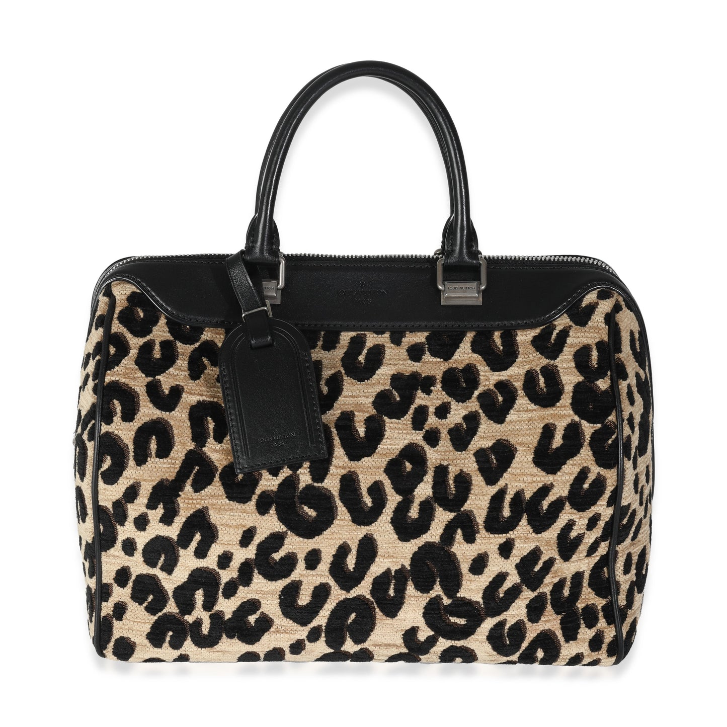 Louis Vuitton x Stephen Spro Veet Leopard Black Beige Speedy Handbag