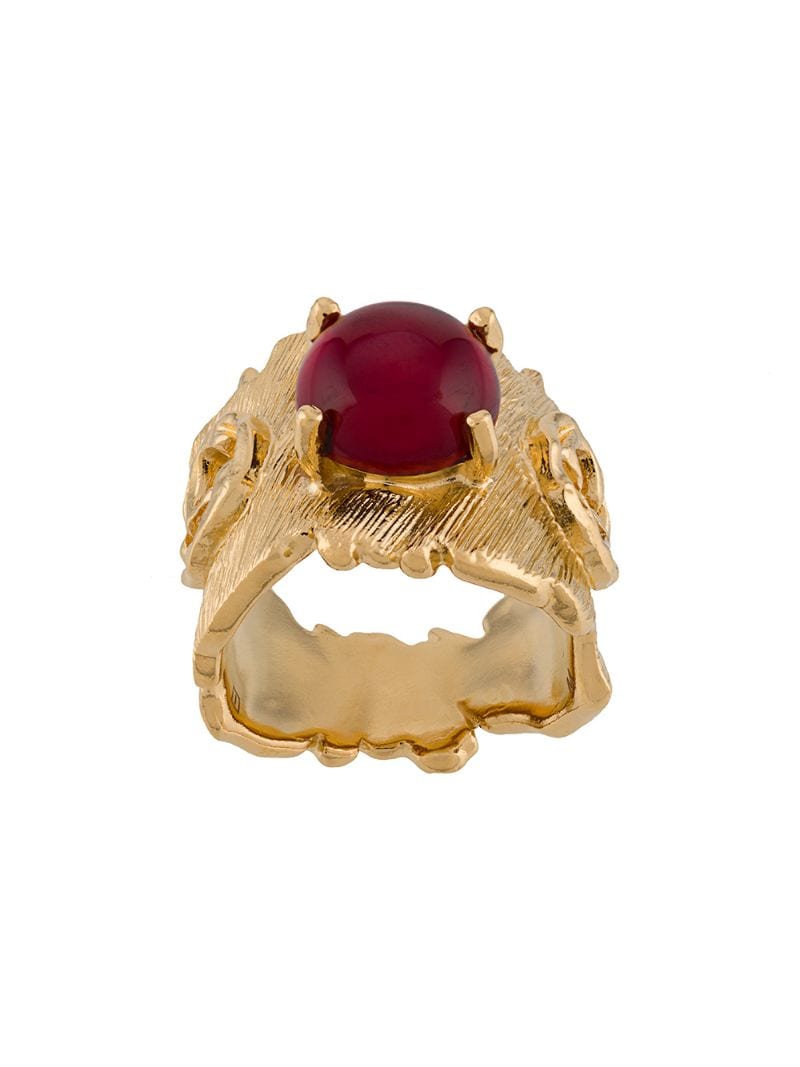 Gucci - Double G irregular ring - women - metal/glass - 51, 53 - GOLD