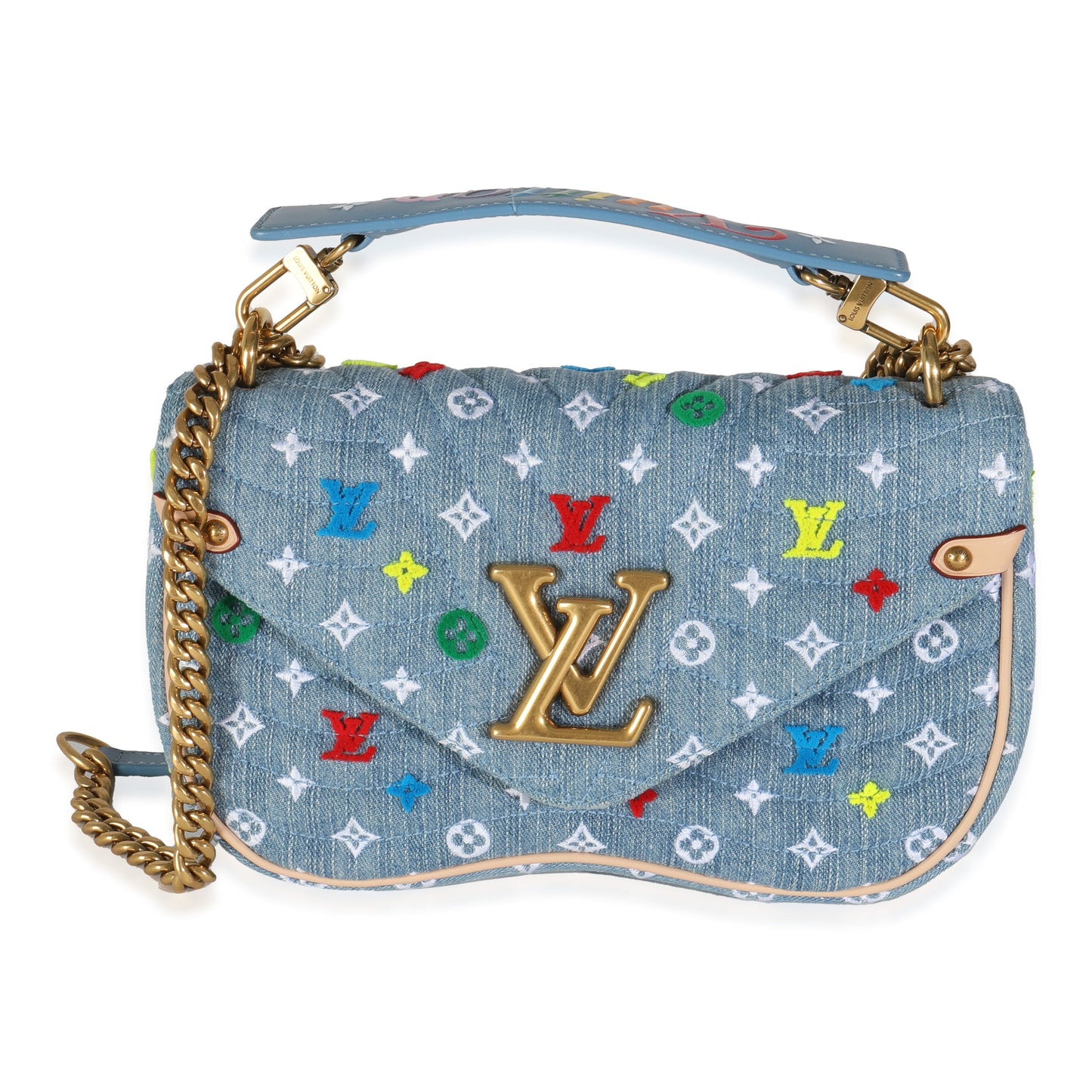 Louis Vuitton Embroidered New Wave MM Monogram Denim Blue Handbag
