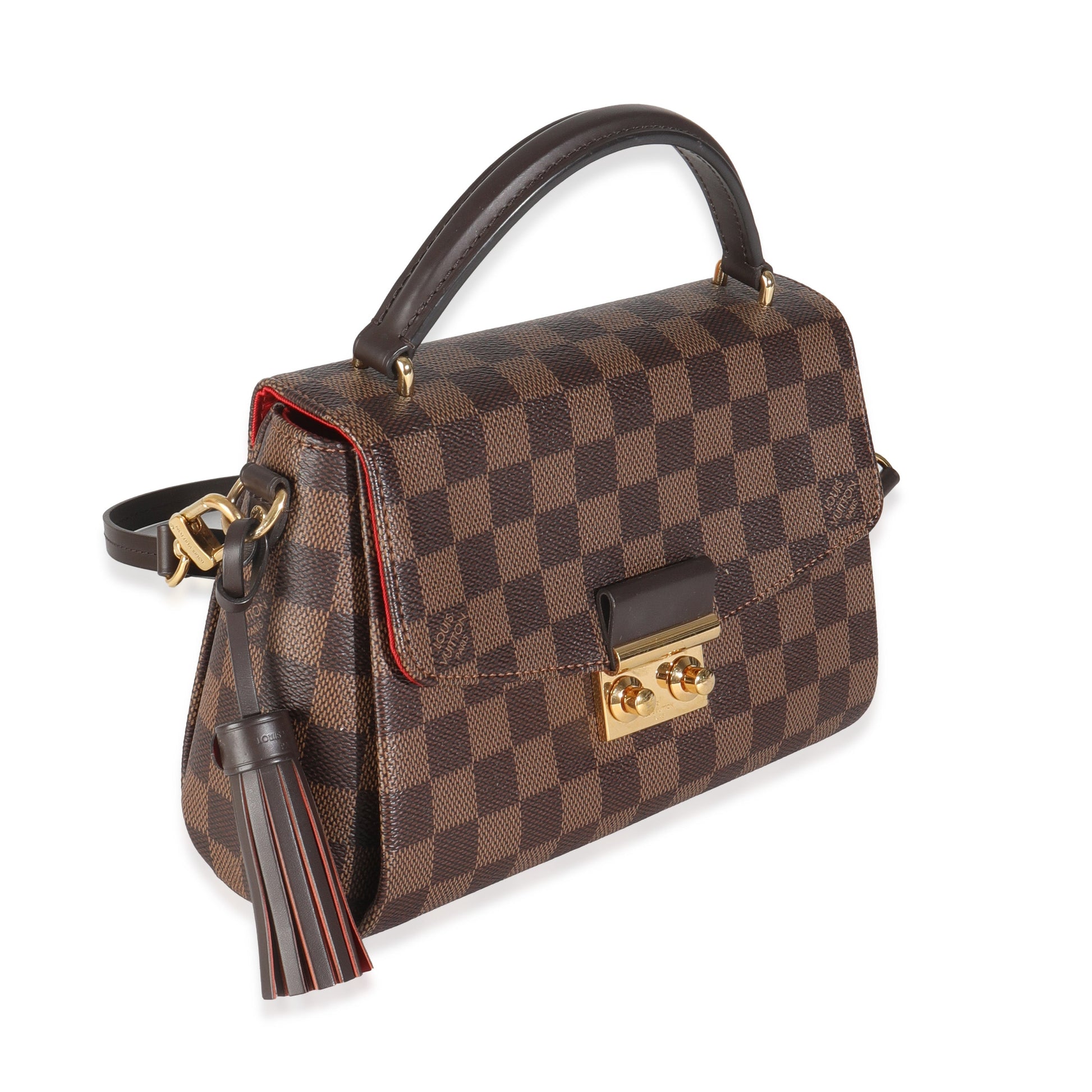 Louis Vuitton Damier Ebene Croisette Canvas Handbag
