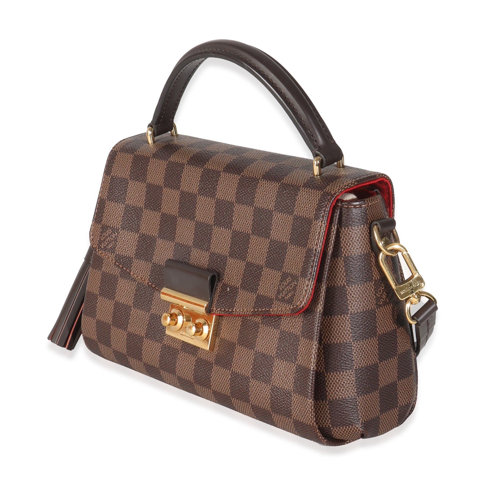 Louis Vuitton Damier Ebene Croisette Canvas Handbag