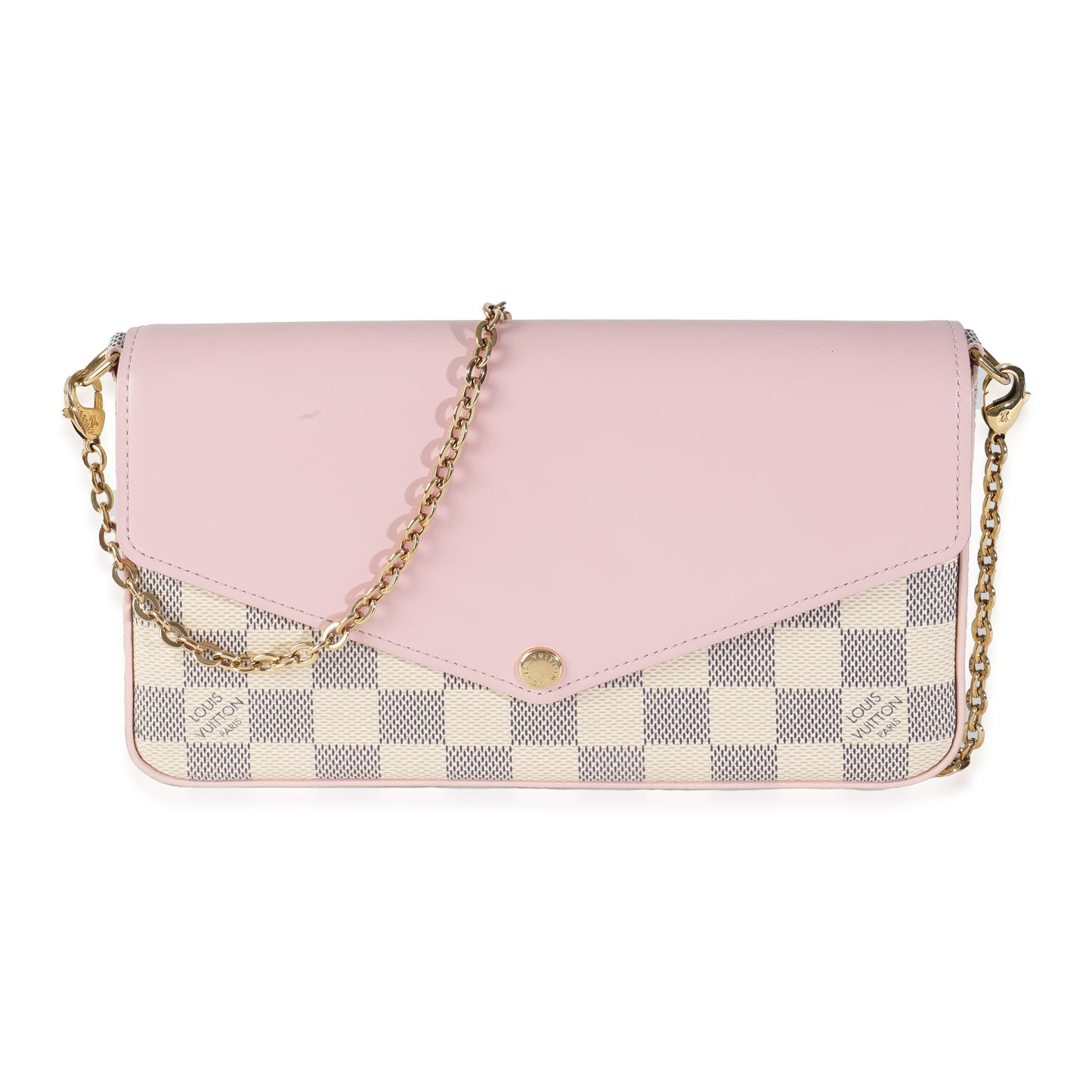 Louis Vuitton Eau De Rose Damier Azur Canvas Calfskin Clutch Bag