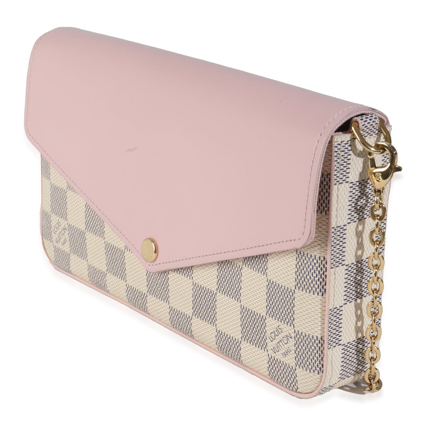 Louis Vuitton Eau De Rose Damier Azur Canvas Calfskin Clutch Bag