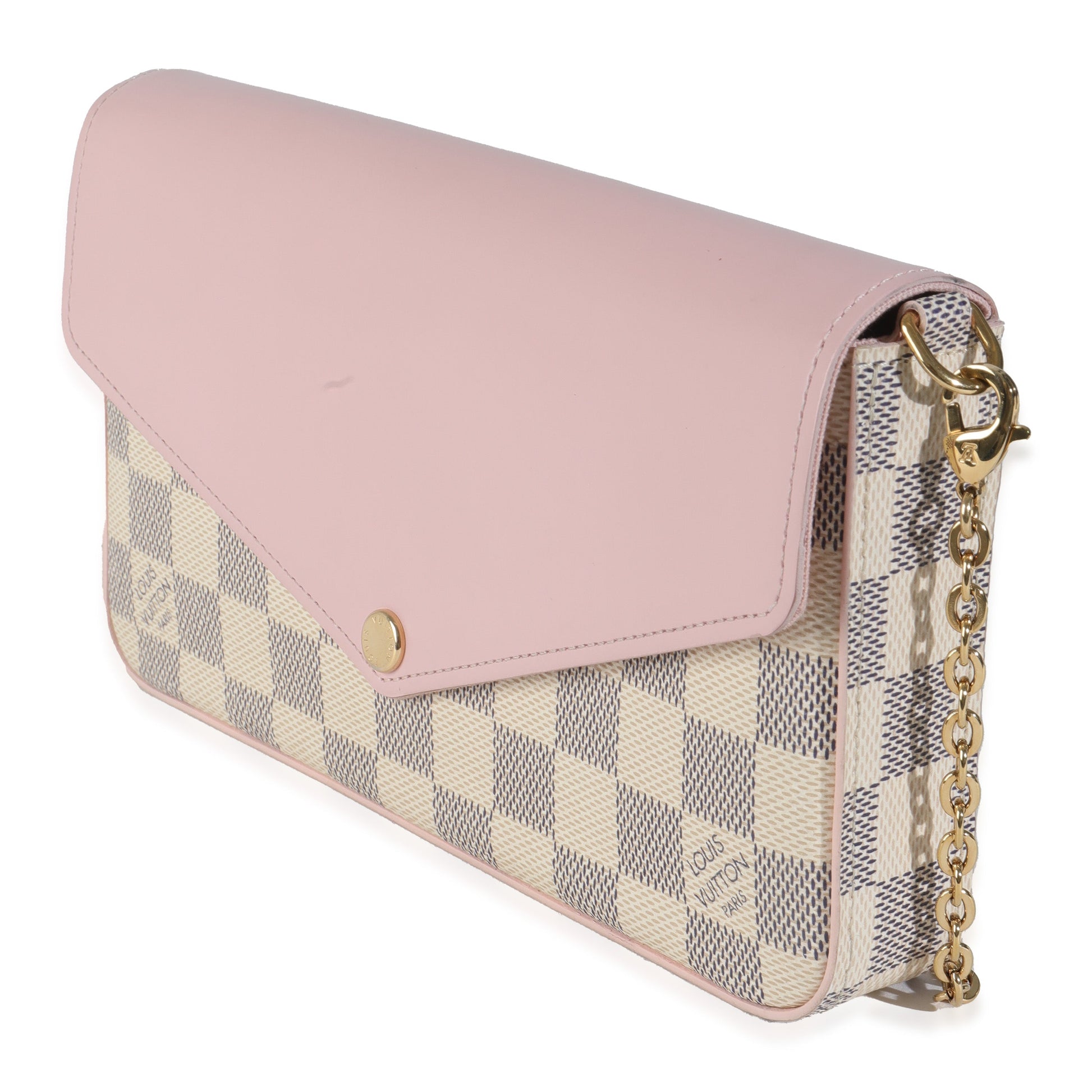 Louis Vuitton Eau De Rose Damier Azur Canvas Calfskin Clutch Bag