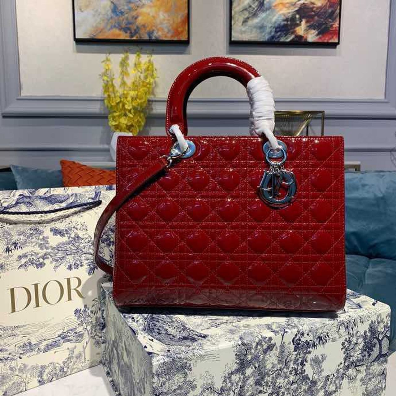 Lady SiTop Qualityer Hardware Cherry Patent Red Large Handbag