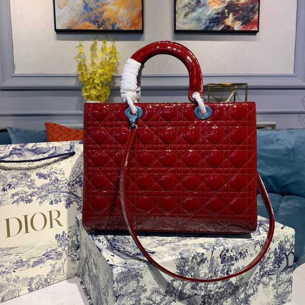 Lady SiTop Qualityer Hardware Cherry Patent Red Large Handbag