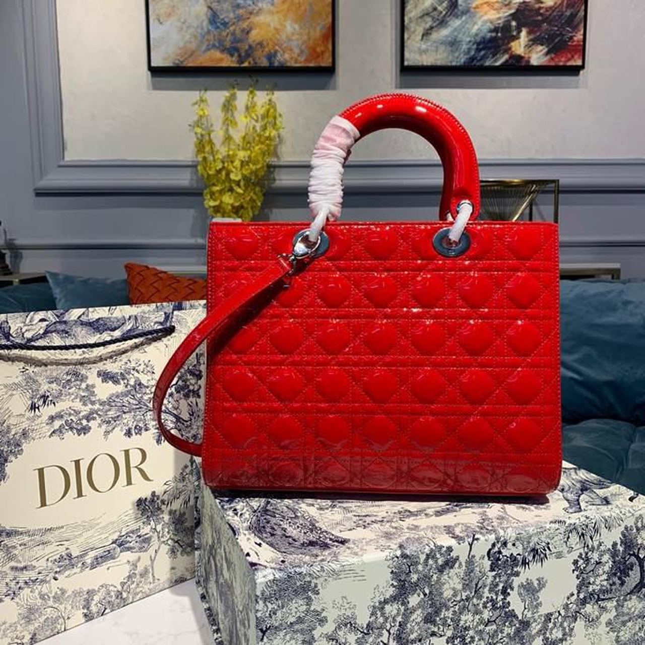 Lady SiTop Qualityer Hardware 12.5in Patent Red Large Handbag