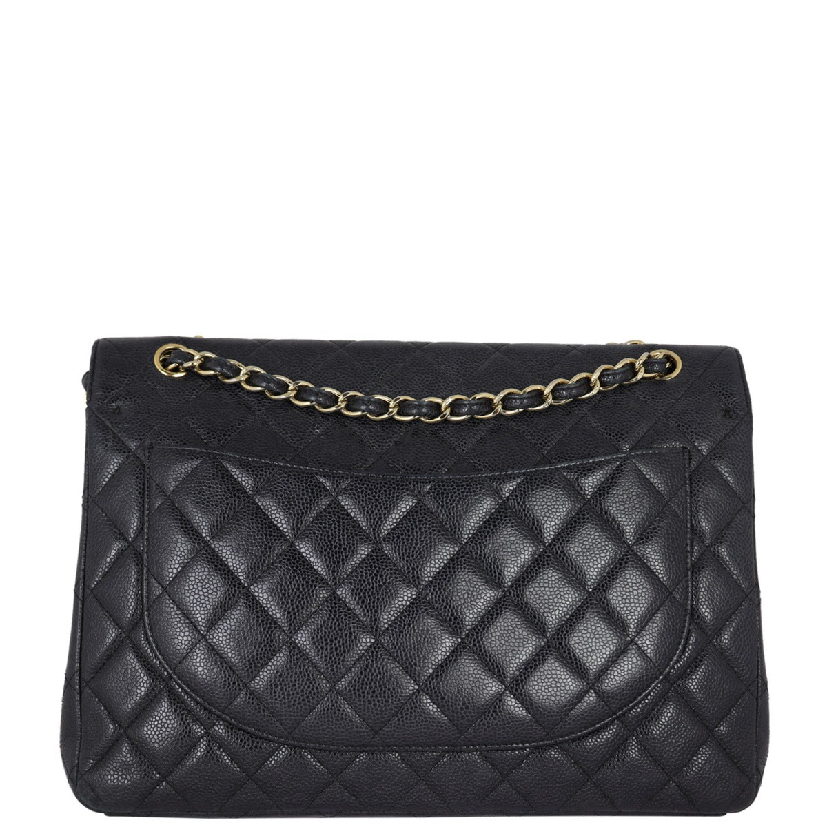 Chanel Classic Double Maxi Caviar Handbag Quilted Black