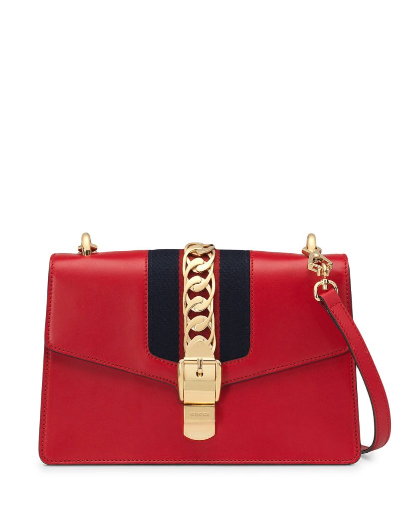 Gucci - small Sylvie shoulder bag - women - Leather/Microfibre - One Size - Red