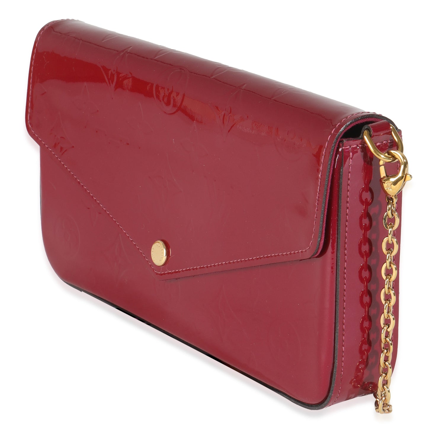 Louis Vuitton Magenta Vernis Felicie Pochette Monogram Clutch Bag