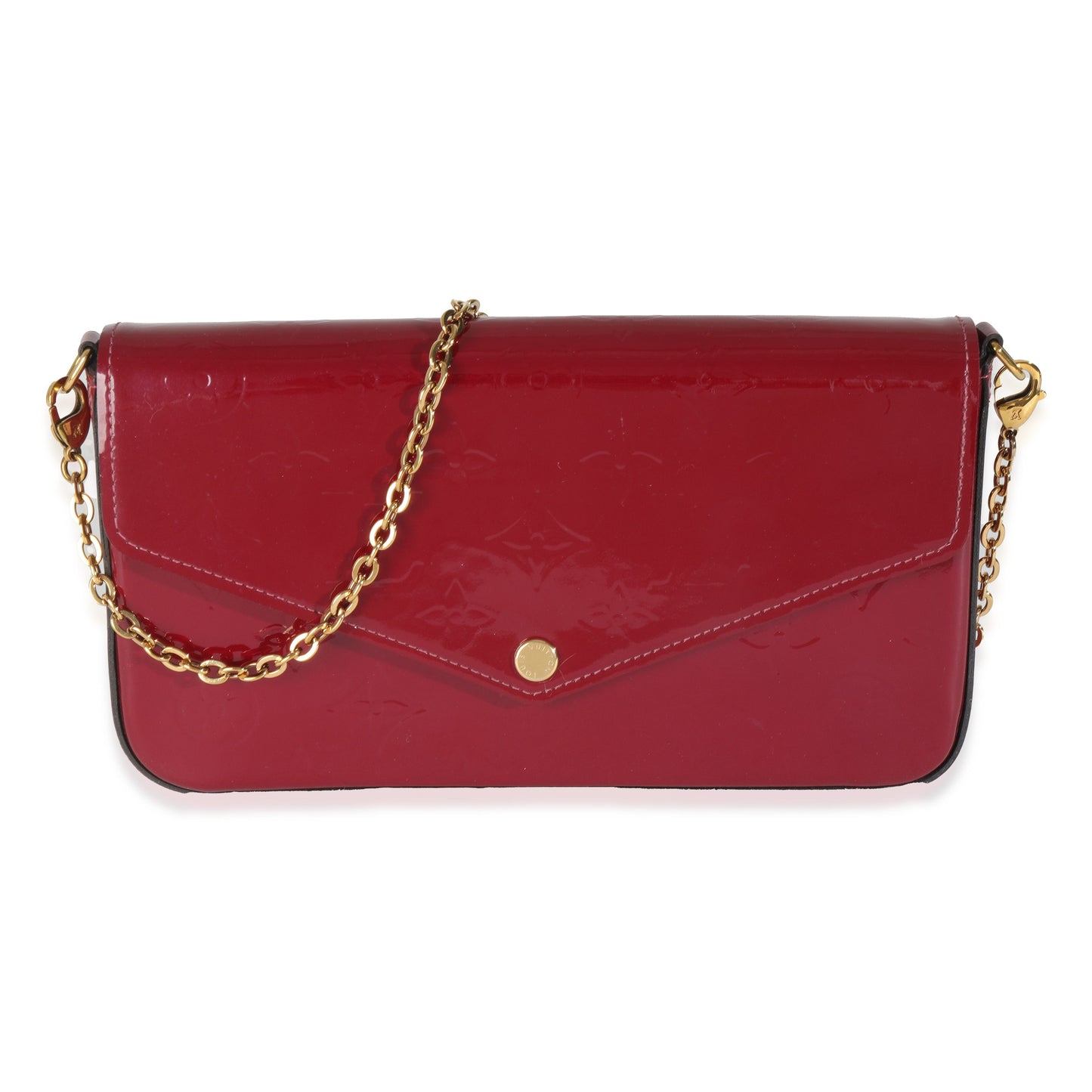 Louis Vuitton Magenta Vernis Felicie Pochette Monogram Clutch Bag