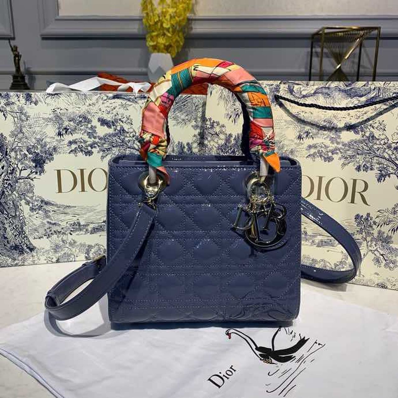 MeTop Qualityum Lady SiTop Qualityer Patent Blue Handbag