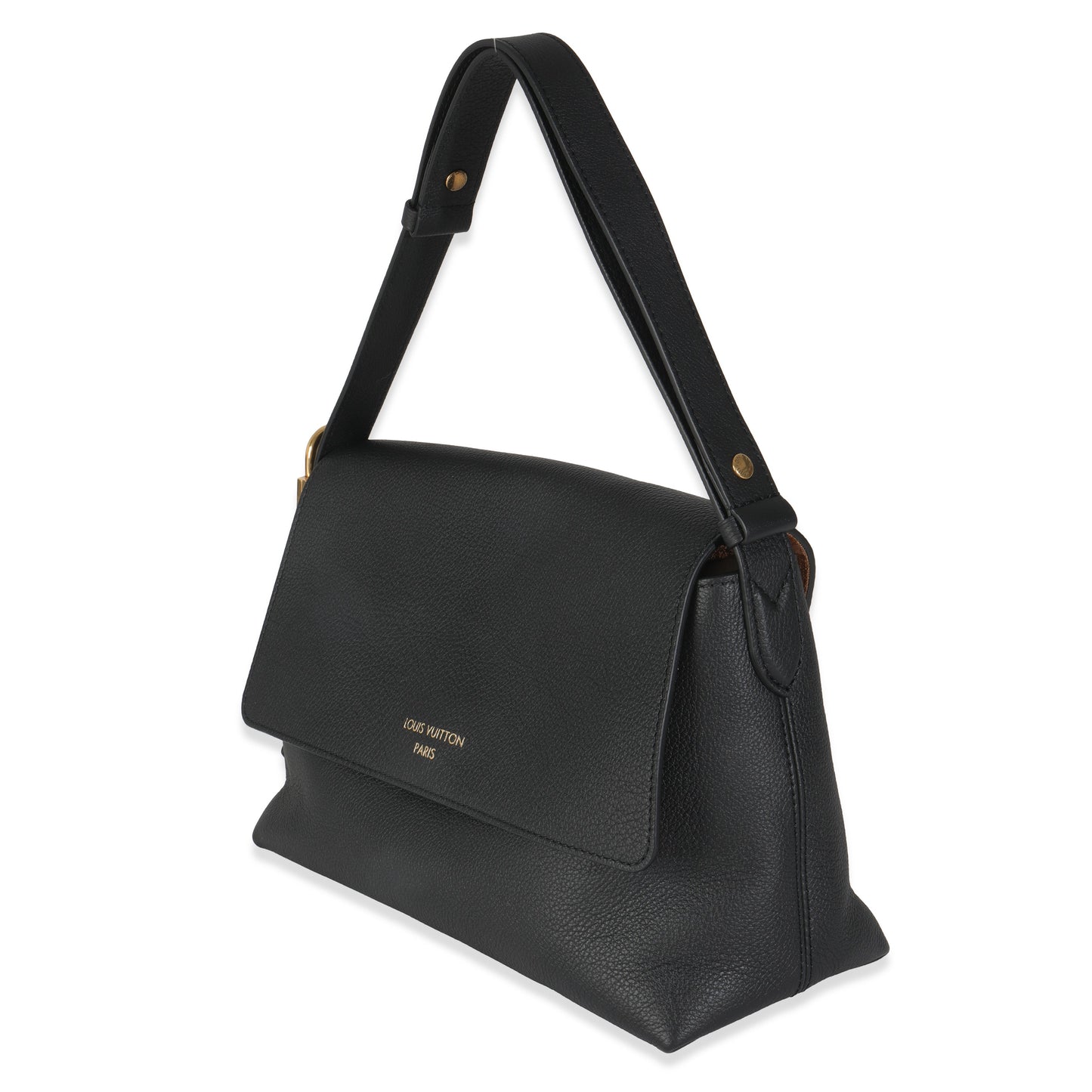 Louis Vuitton Grained Low Key Messenger Leather Calf Black Crossbody Bag