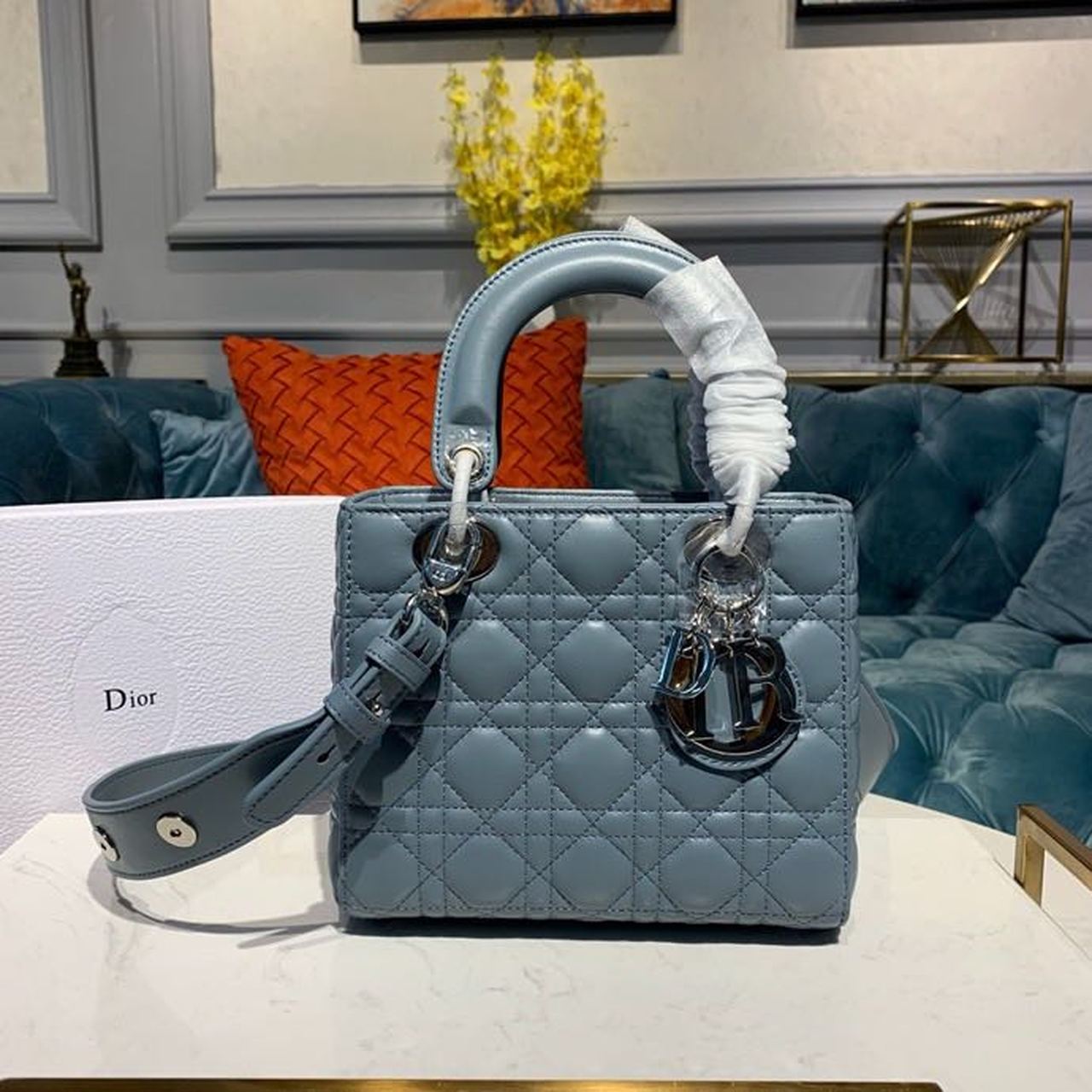Lady SiTop Qualityer Hardware Cloud Blue Small Handbag