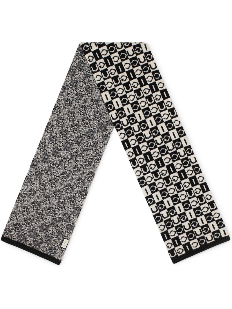 Gucci - checkered logo pattern scarf - men - Wool - One Size - Black