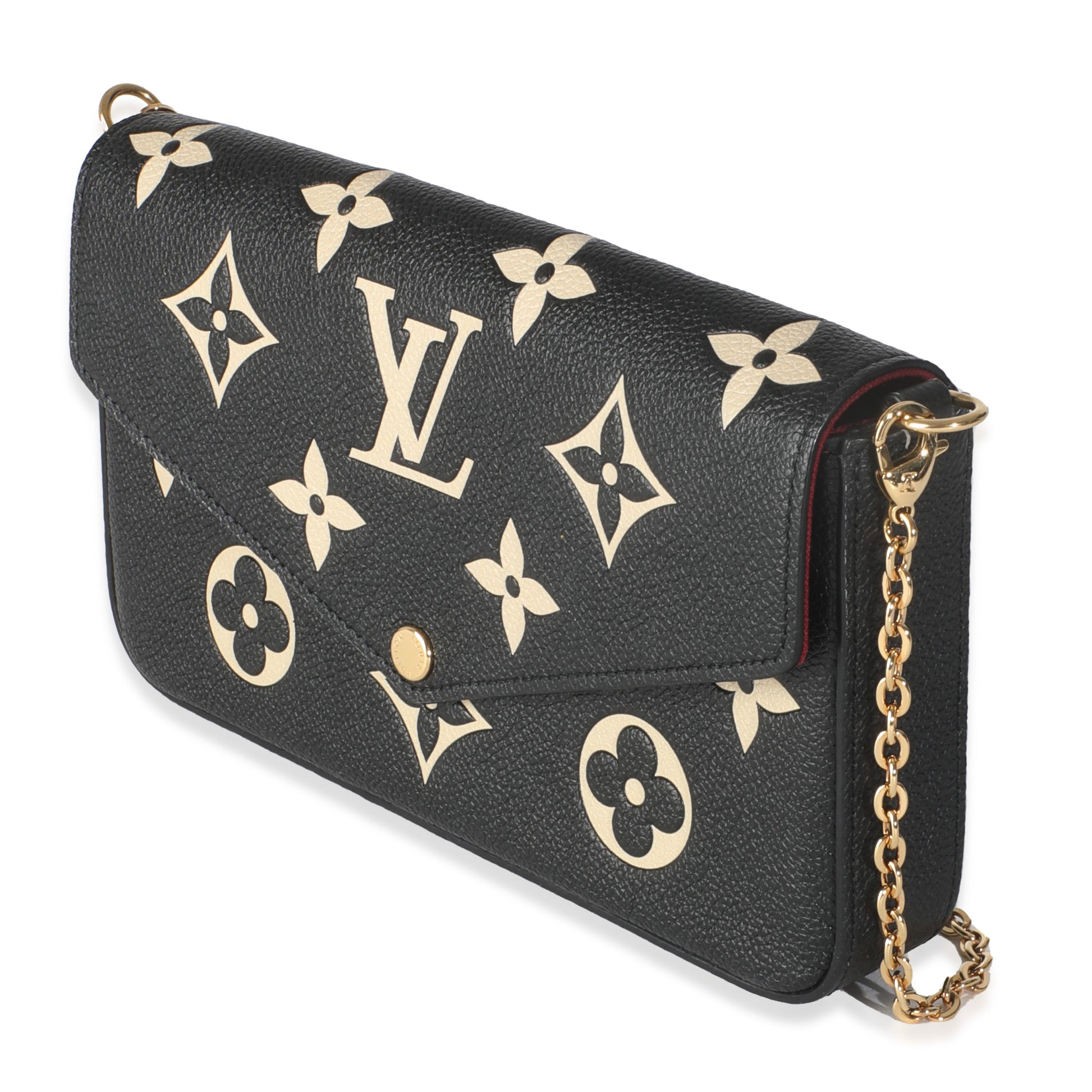 Louis Vuitton Empreinte Giant Felicie Pochette Monogram Black Beige Clutch Bag