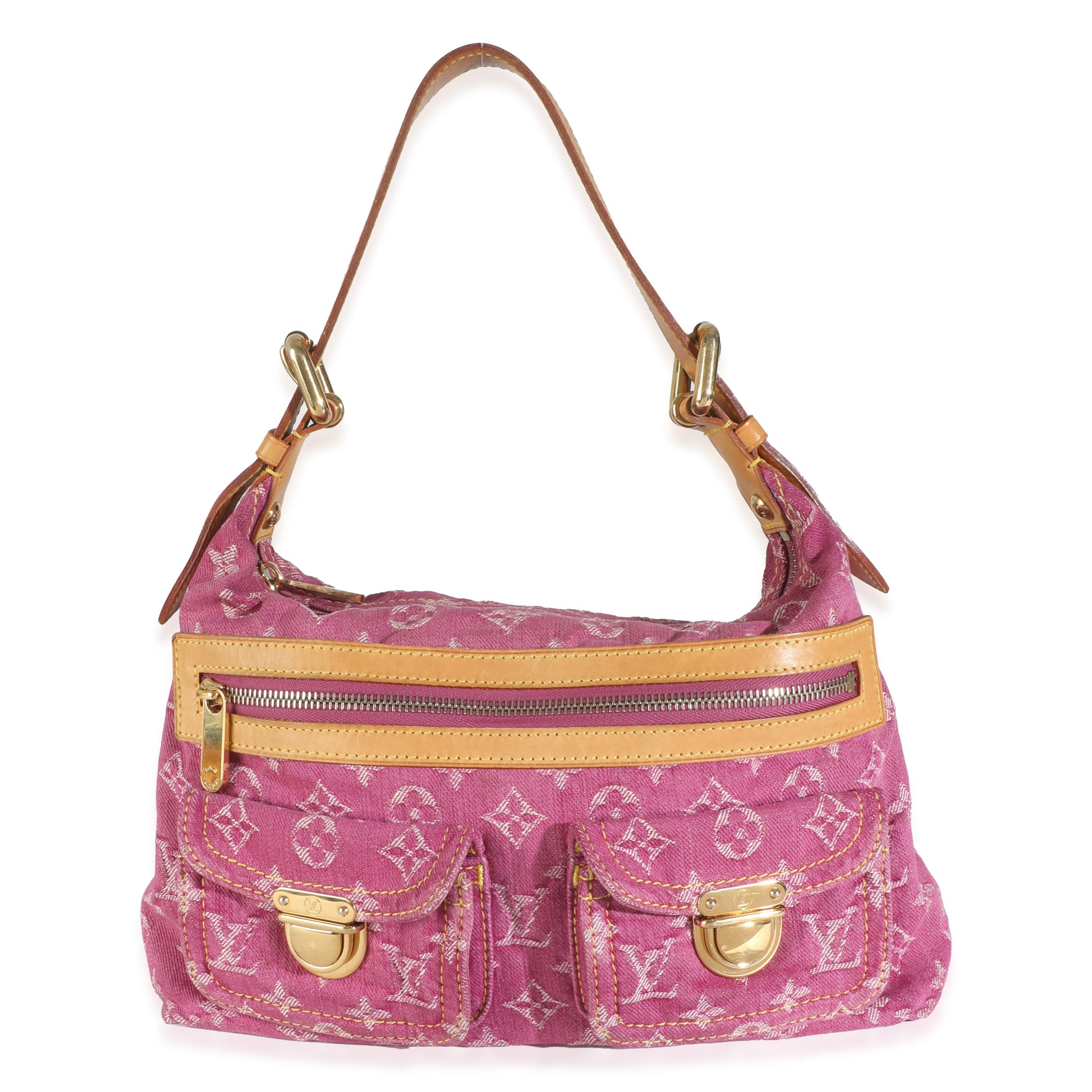 Louis Vuitton Pleaty Monogram Denim Pink Handbag