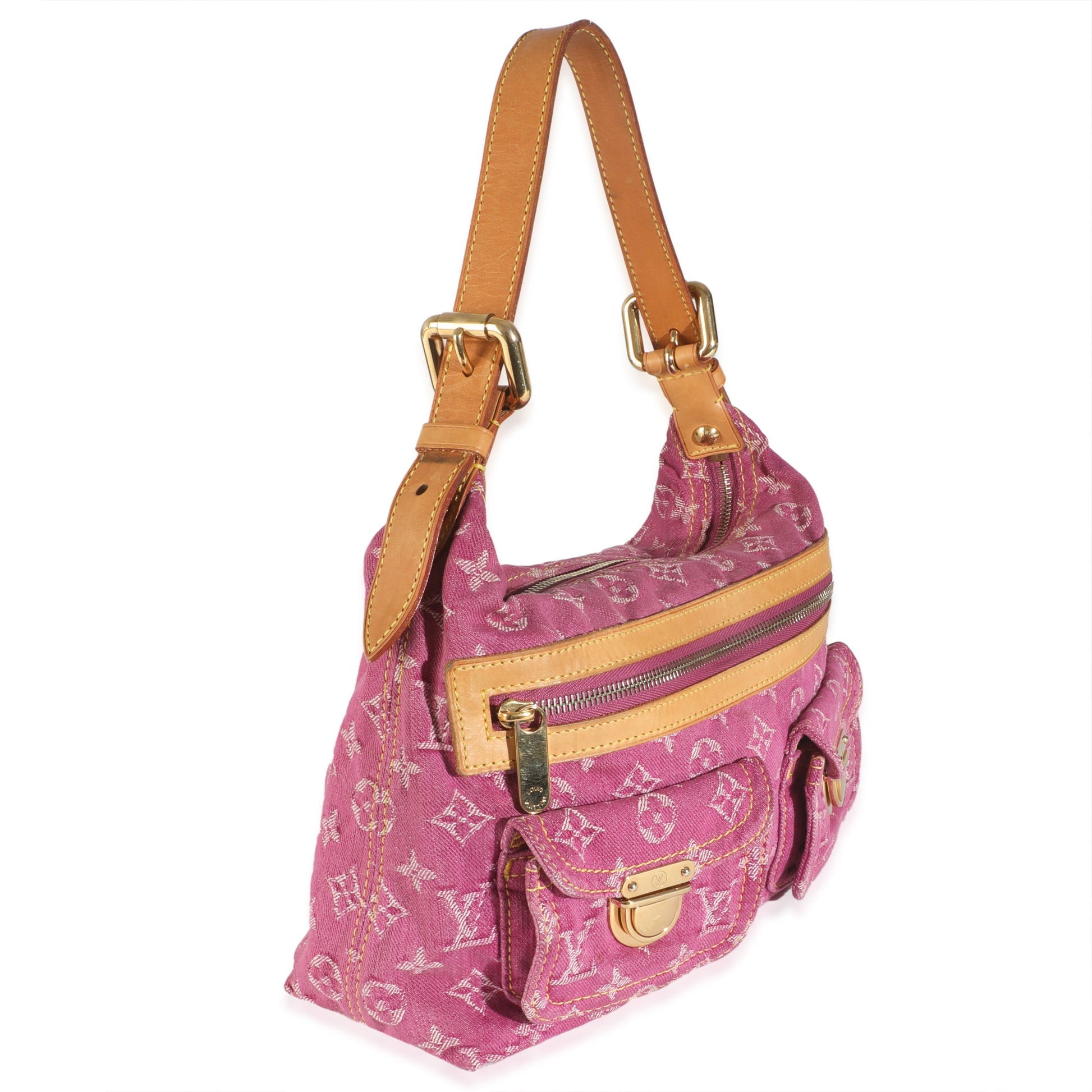 Louis Vuitton Pleaty Monogram Denim Pink Handbag