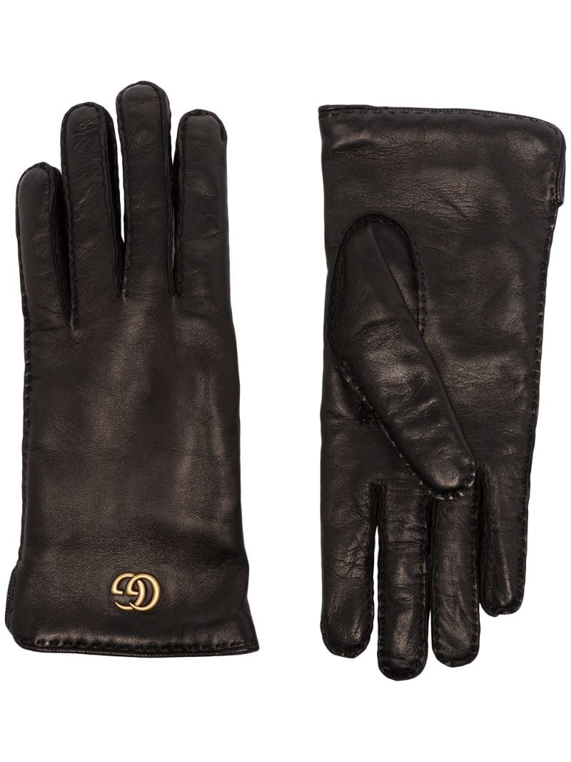 Gucci - Maya Double G plaque gloves - women - Lamb Skin/Cashmere - 6.5, 7, 7.5 - Black
