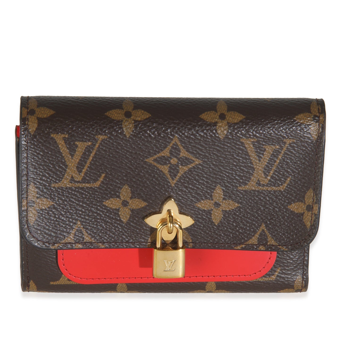 Louis Vuitton Flower Lock Compact Monogram Canvas Wallet Case