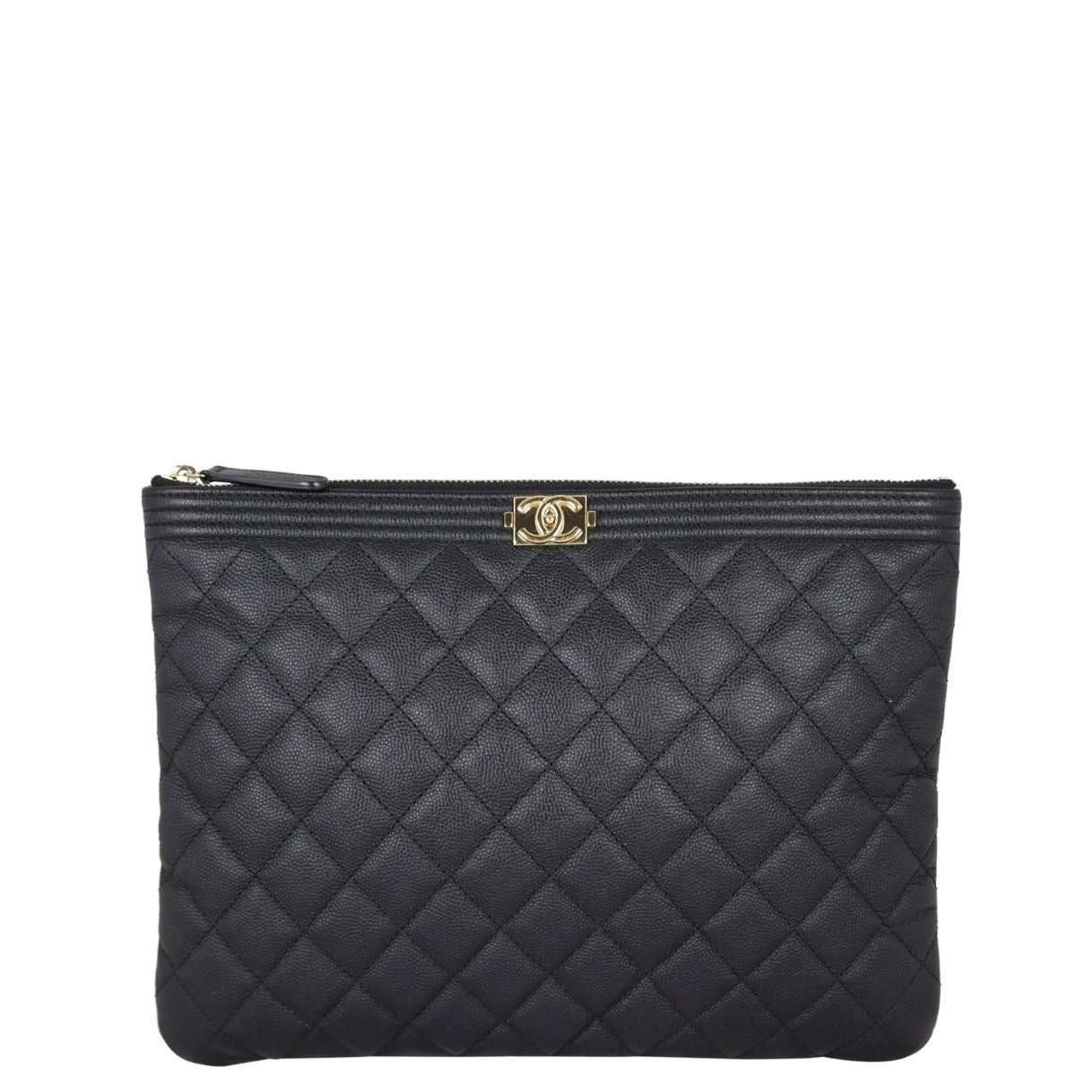 Chanel Boy O-Case Diamond Handbag Black