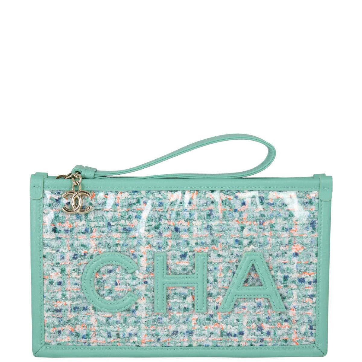 Chanel Tweed Clutch Logo Clutch Bag