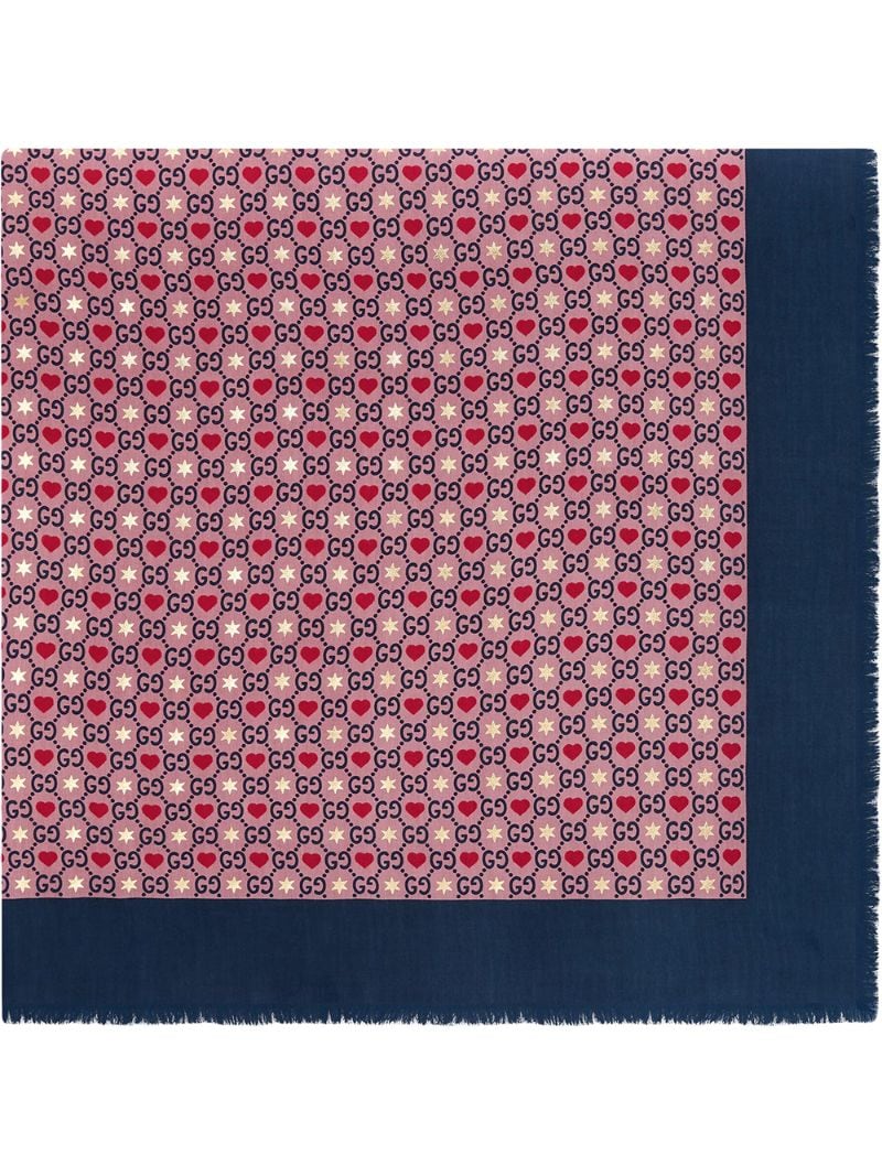 Gucci - heart-print scarf - women - Silk/Modal - One Size - PINK