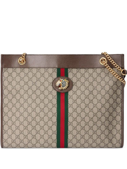 Gucci - Rajah GG tote bag - women - Canvas/Leather/Crystal/Microfibre - One Size - Brown