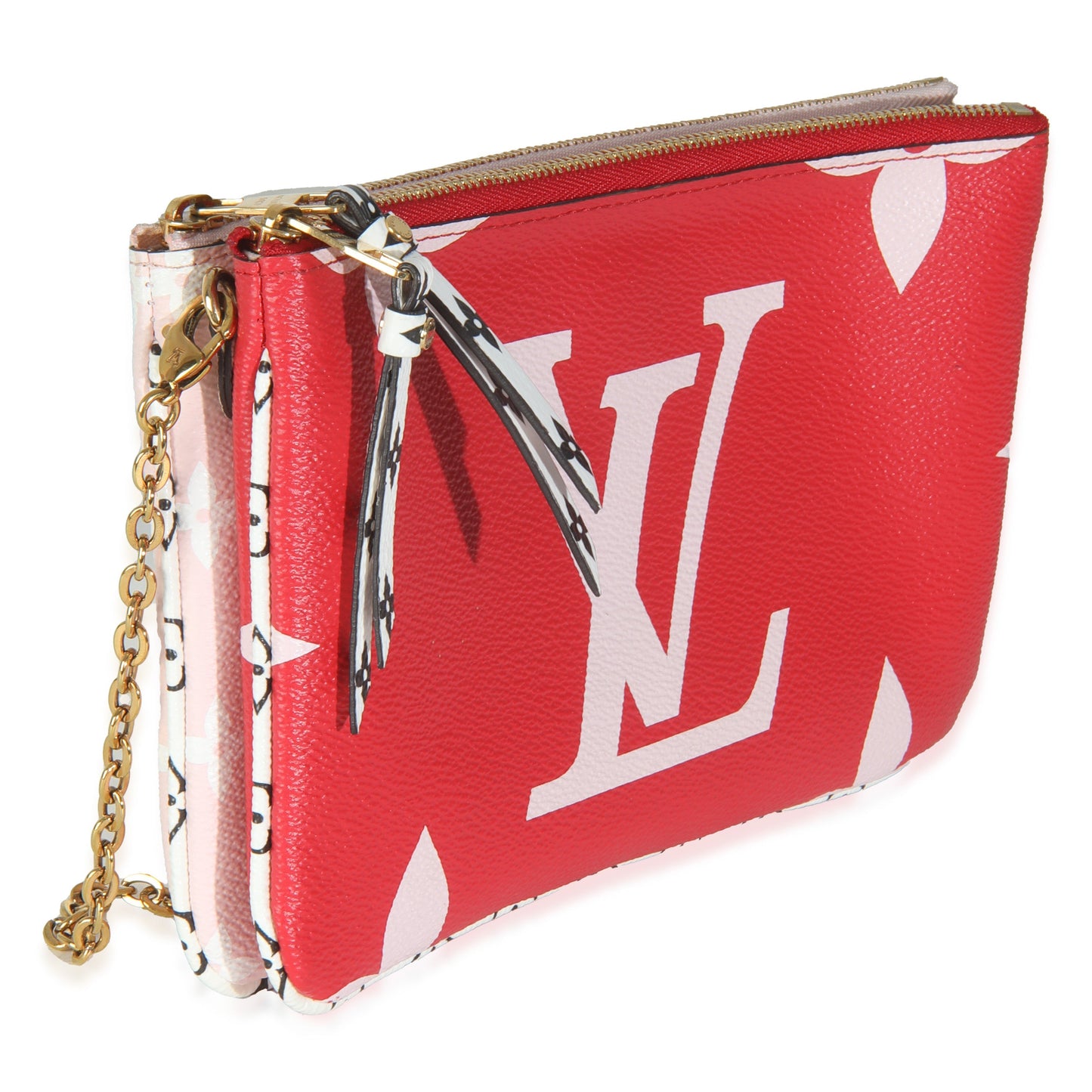 Louis Vuitton Rouge Giant Double Zip Pochette Monogram Canvas Clutch Bag