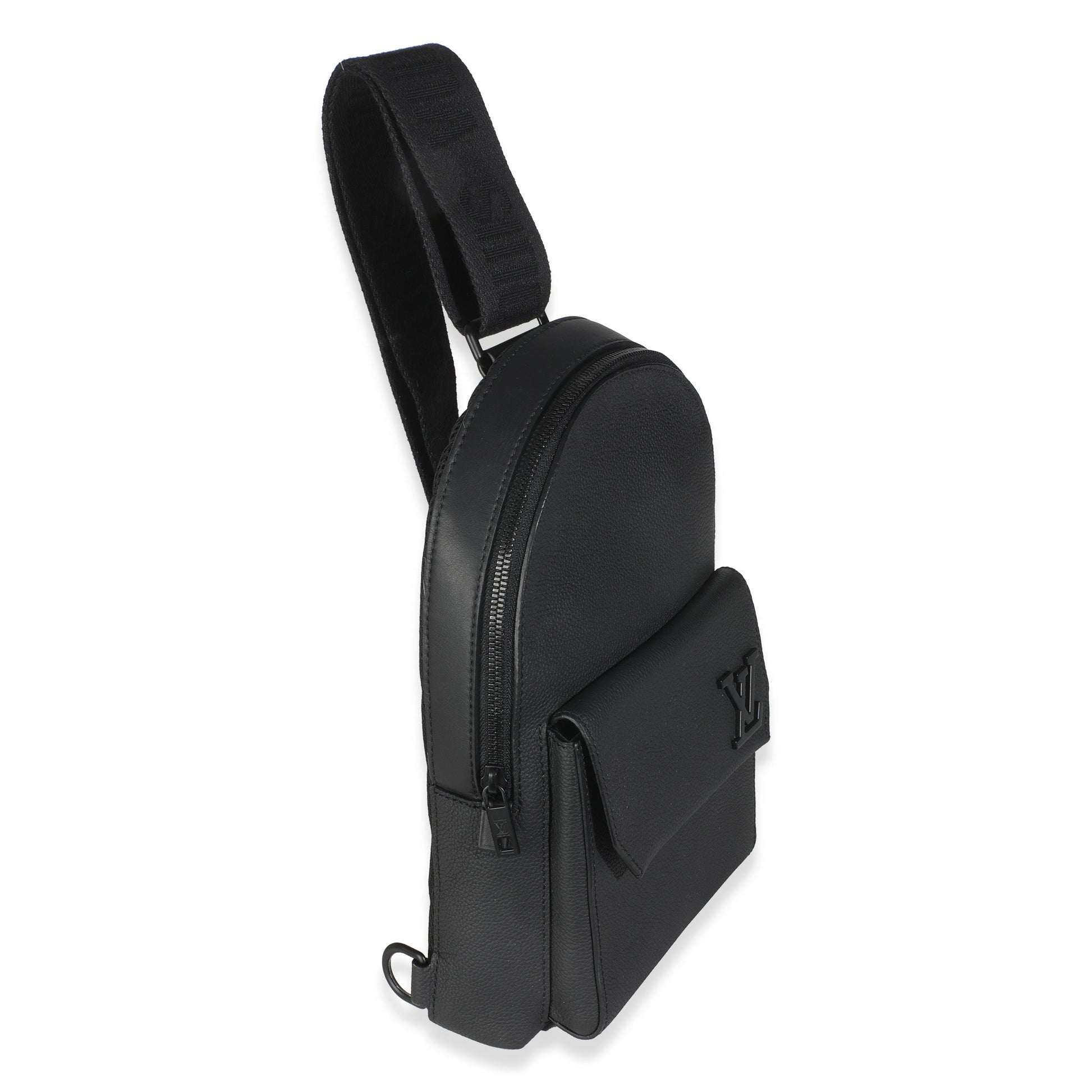 Louis Vuitton Grained Cowhide Aerogram Pilot Slingbag Black Crossbody Bag