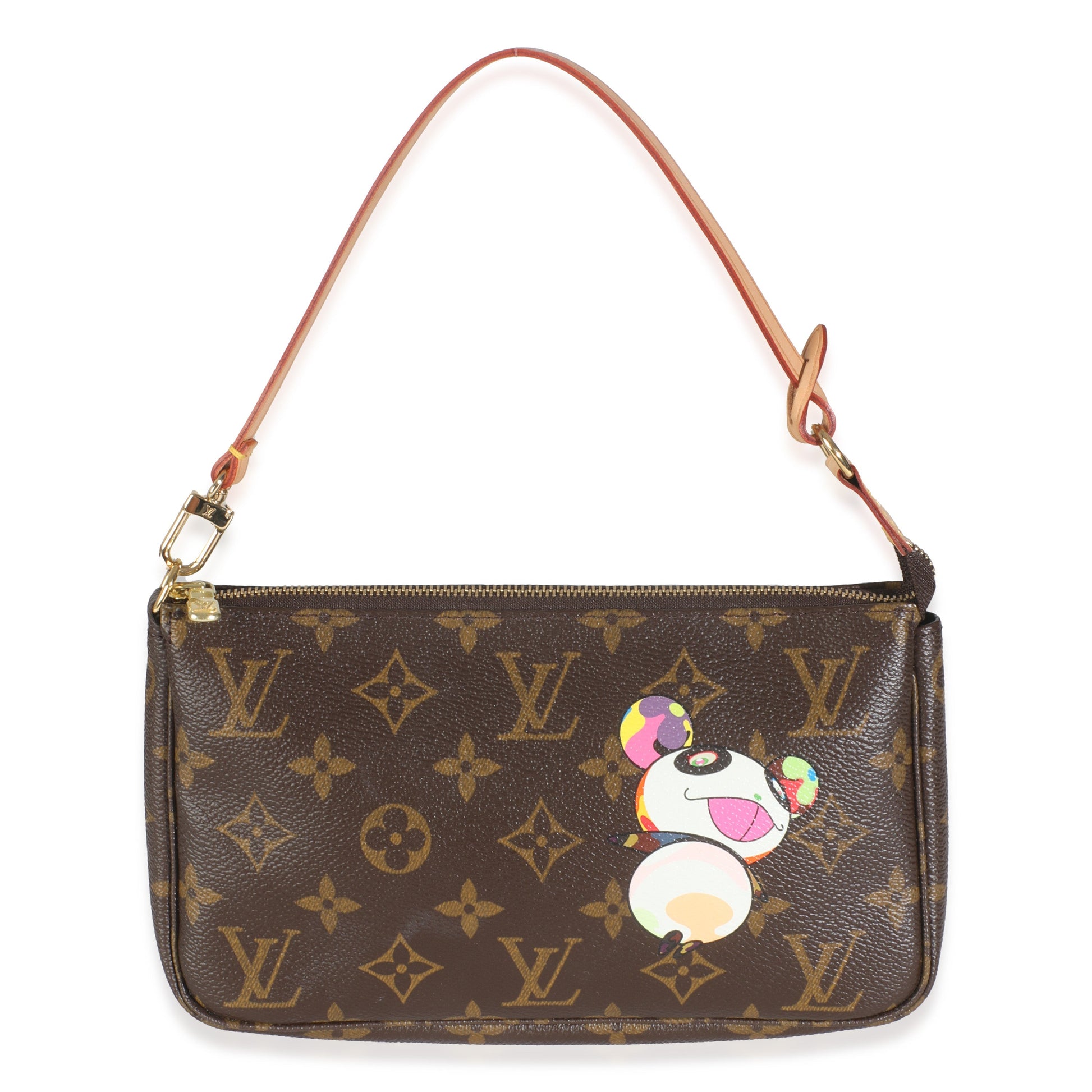 Louis Vuitton x Takashi Murakami Panda Pochette Monogram Canvas Clutch Bag