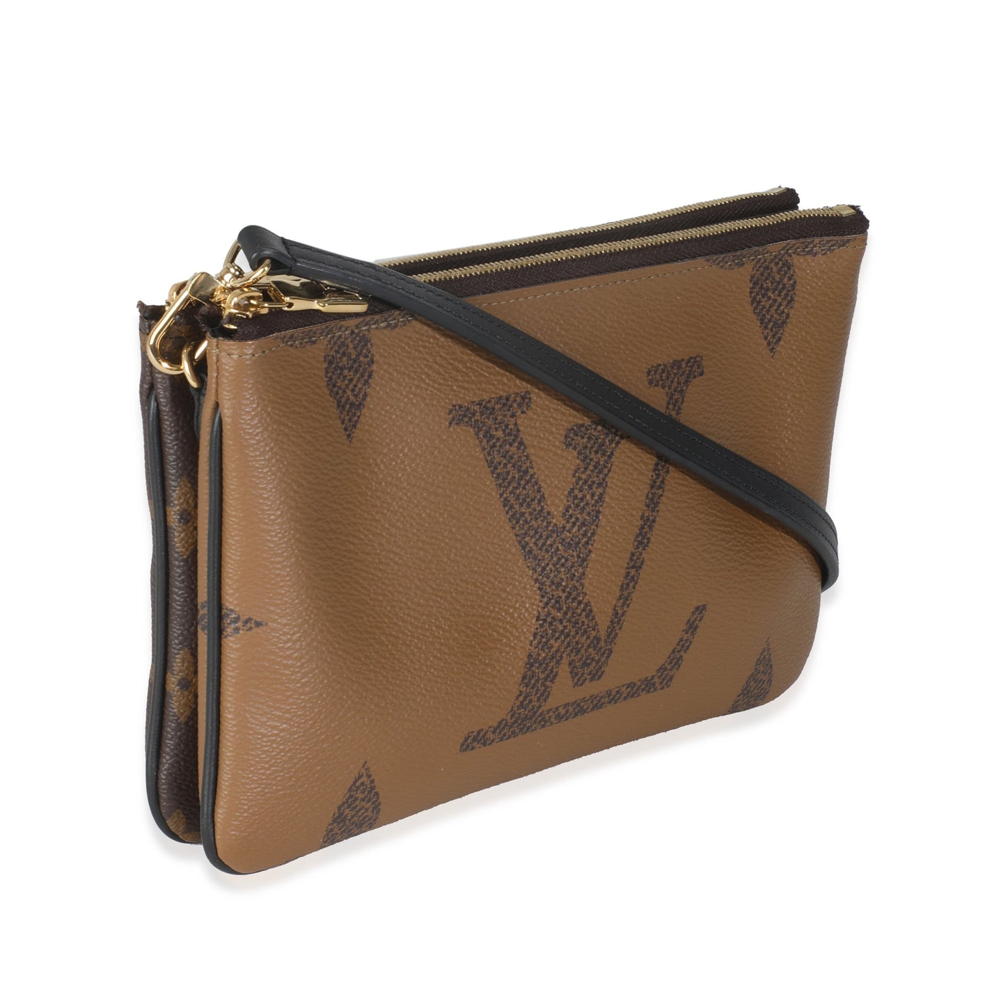 Louis Vuitton Reverse Double Zip Pochette Monogram Canvas Clutch Bag