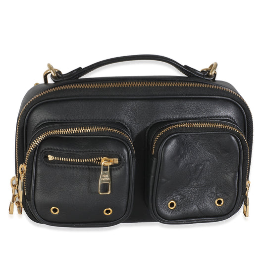 Louis Vuitton Embossed Utility Monogram Calfskin Black Crossbody Bag