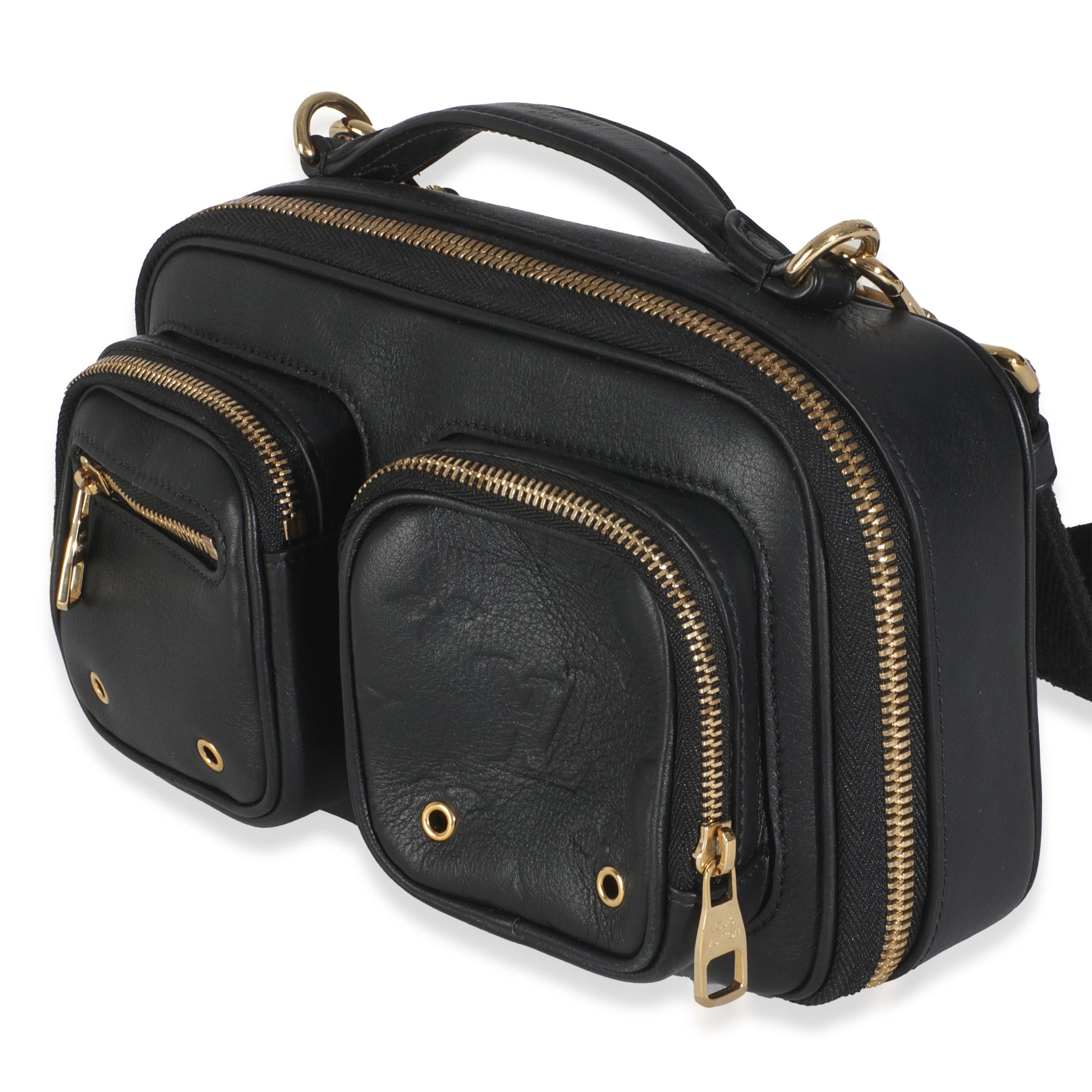 Louis Vuitton Embossed Utility Monogram Calfskin Black Crossbody Bag