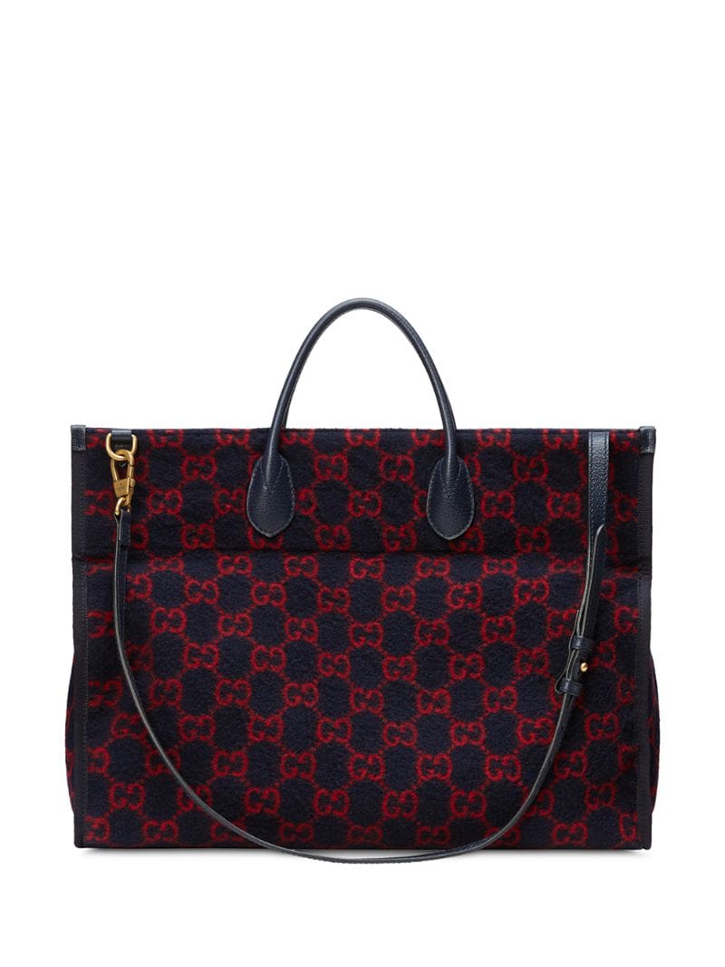 Gucci - monogram print tote bag - men - Leather/Wool/metal - One Size - Blue