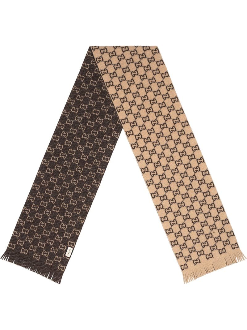 Gucci - monogram print scarf - men - Wool - One Size - NEUTRALS