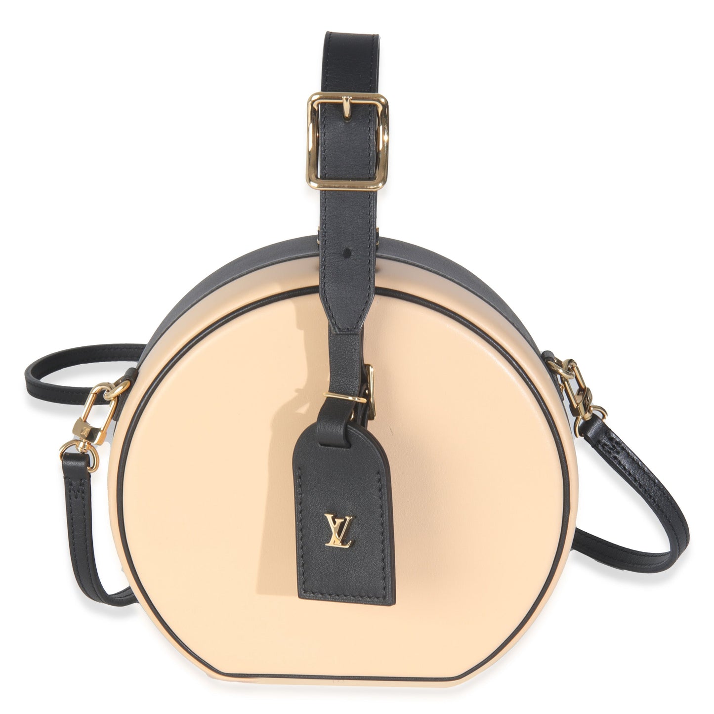 Louis Vuitton Petite Boite Chapeau Calfskin Black Beige Handbag