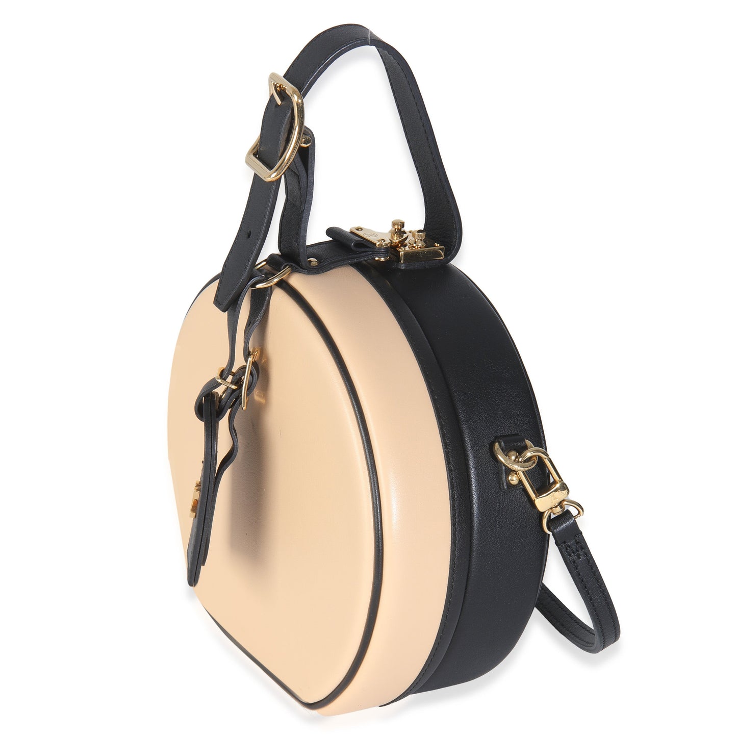 Louis Vuitton Petite Boite Chapeau Calfskin Black Beige Handbag