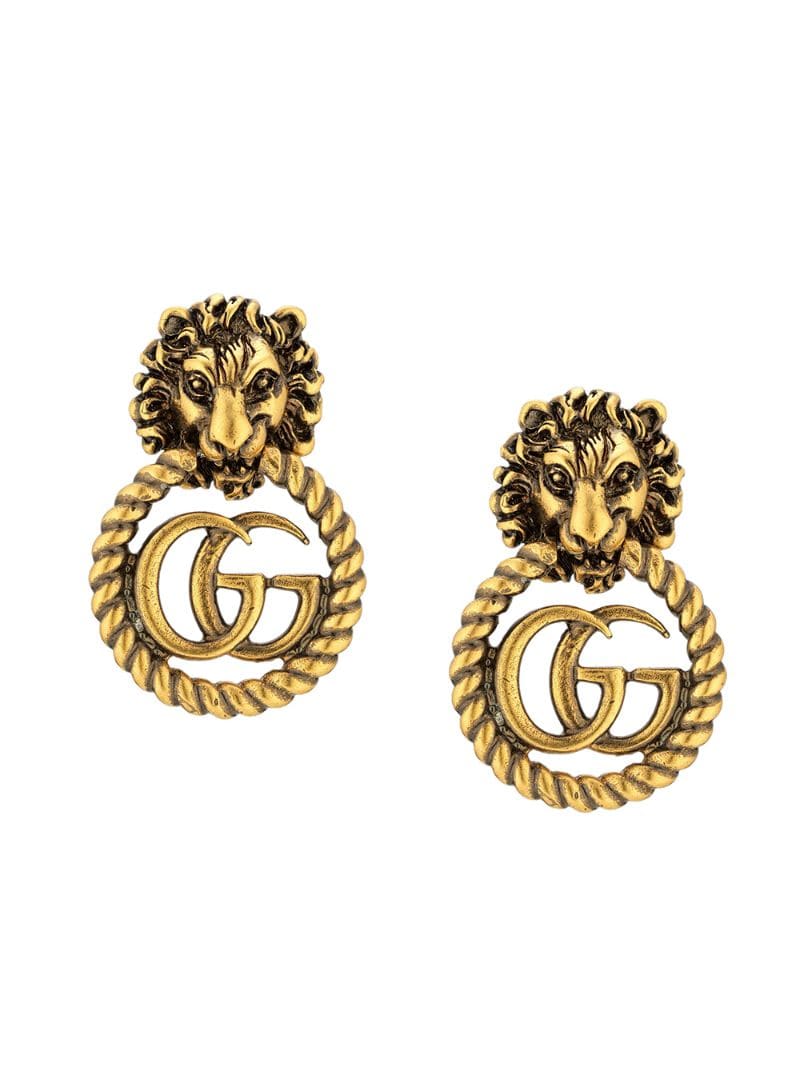 Gucci - Lion Head earrings - women - metal - One Size - GOLD