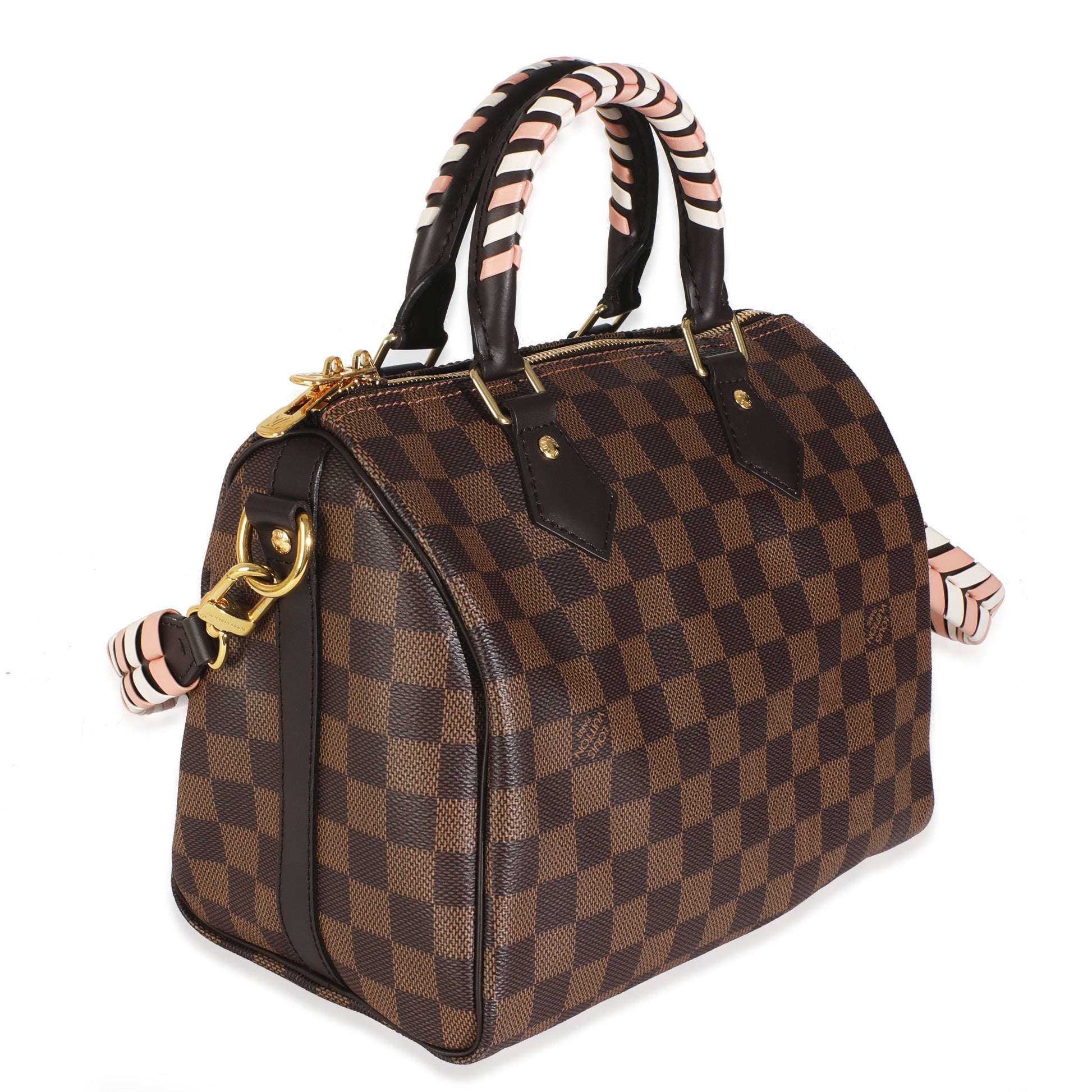 Louis Vuitton Damier Ebene Braided Speedy Bandouliere Canvas Handbag