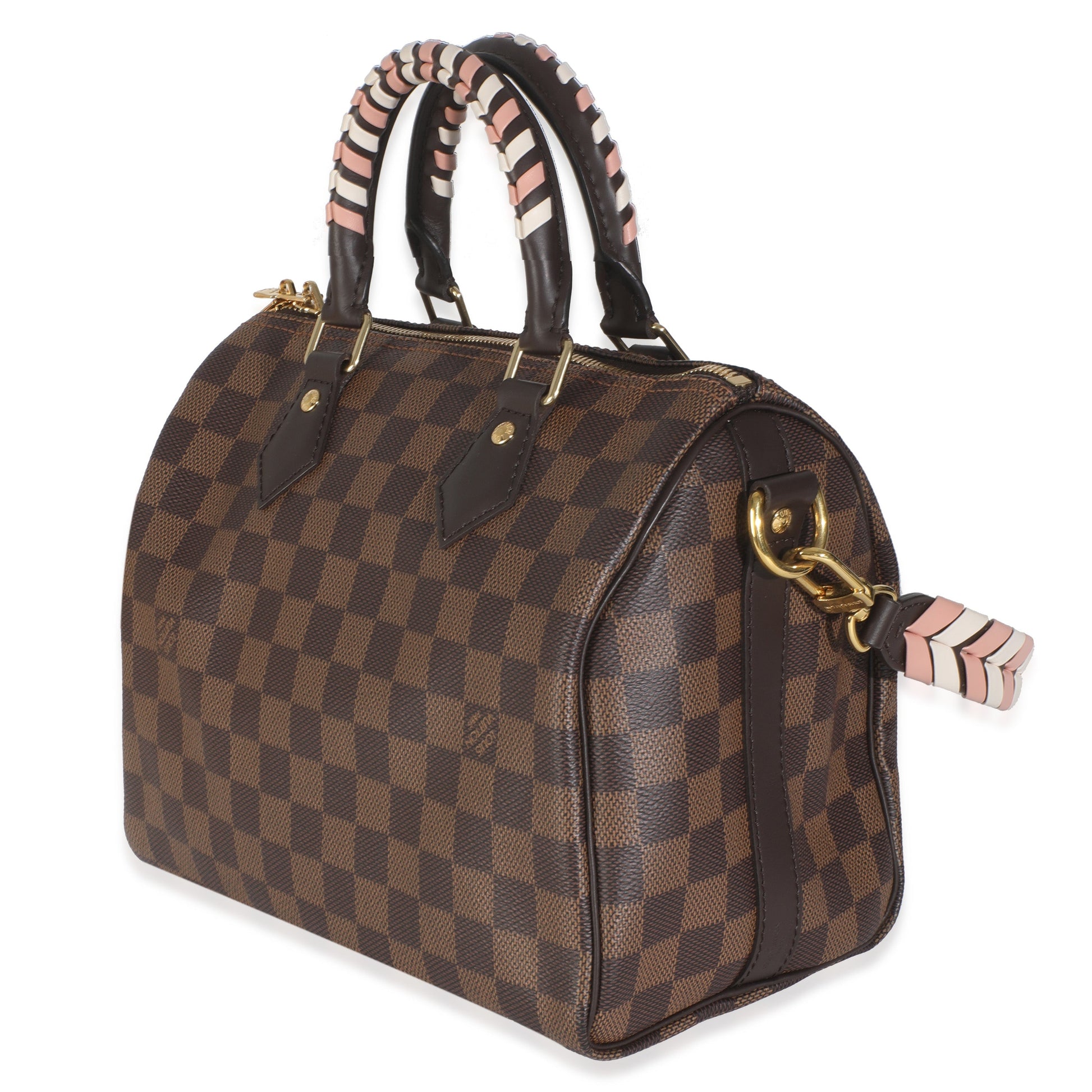 Louis Vuitton Damier Ebene Braided Speedy Bandouliere Canvas Handbag