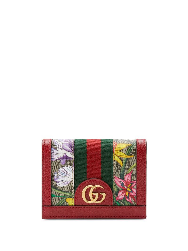 Gucci - flora print wallet - women - Leather/Nylon/metal - One Size - Red